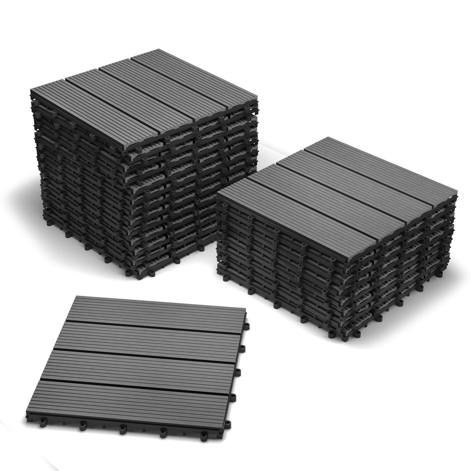 Terrassenfliesen WPC anthrazit 2 m ² Stecksystem 22 Stück Roma
