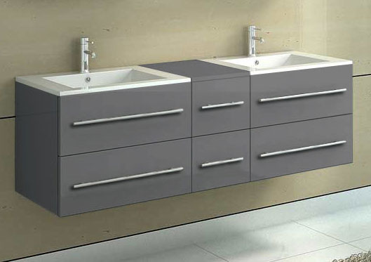 SAM® Badmöbel Set Hochglanz grau Spiegel 5tlg Barca