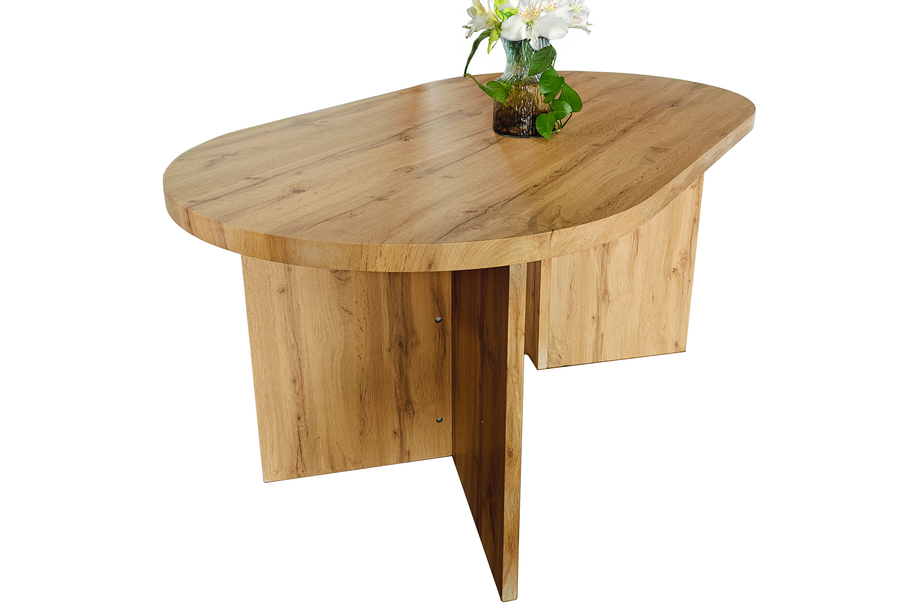 Esstisch 160 x 90 cm Holz Wildeiche-Optik gerade Kante oval V-Gestell OVI