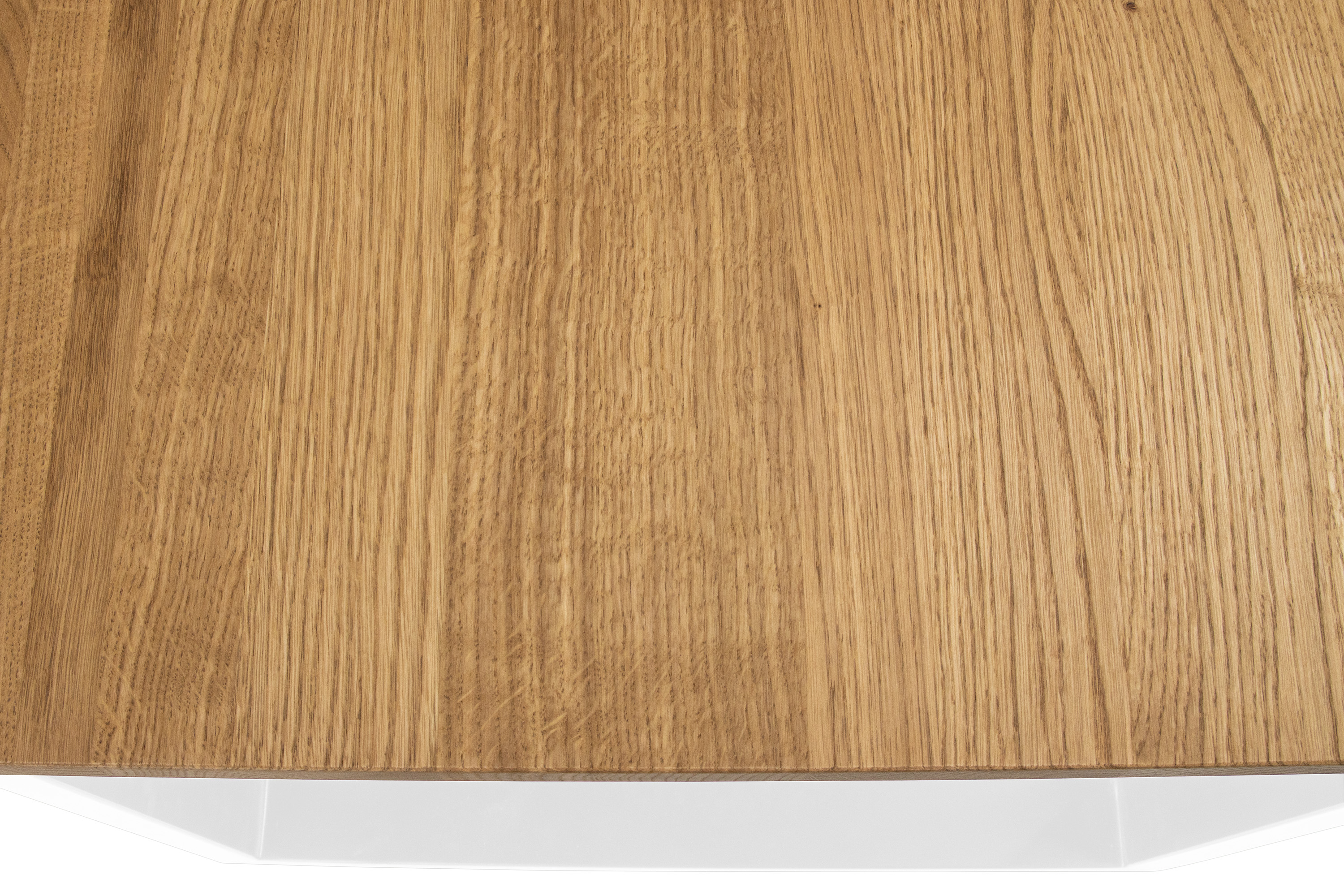 Esstisch Baumkante massiv Eiche geölt 90 x 90 cm U-Gestell weiß SALVADOR