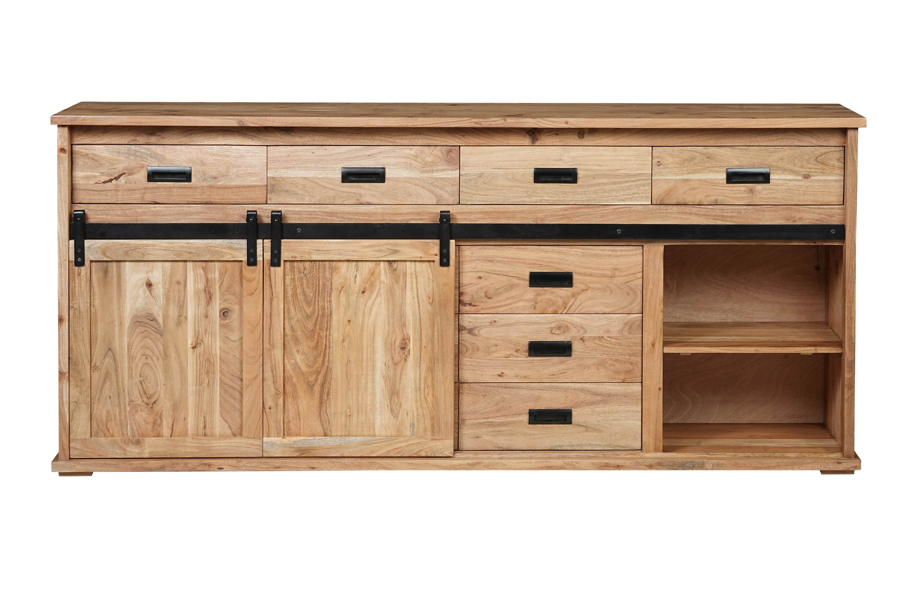 Sideboard 200 x 45 x 90 cm Akazienholz massiv naturfarben ohne Baumkante LIAN 4