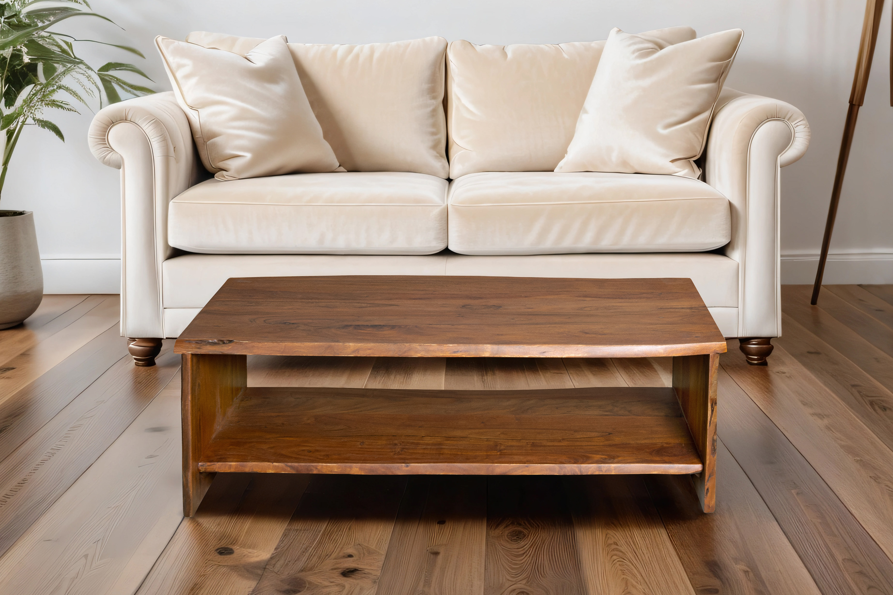 Couchtisch mit Ablage Akazie massiv 120 x 60 x 40 cm nussbaumfarben DAHLIA