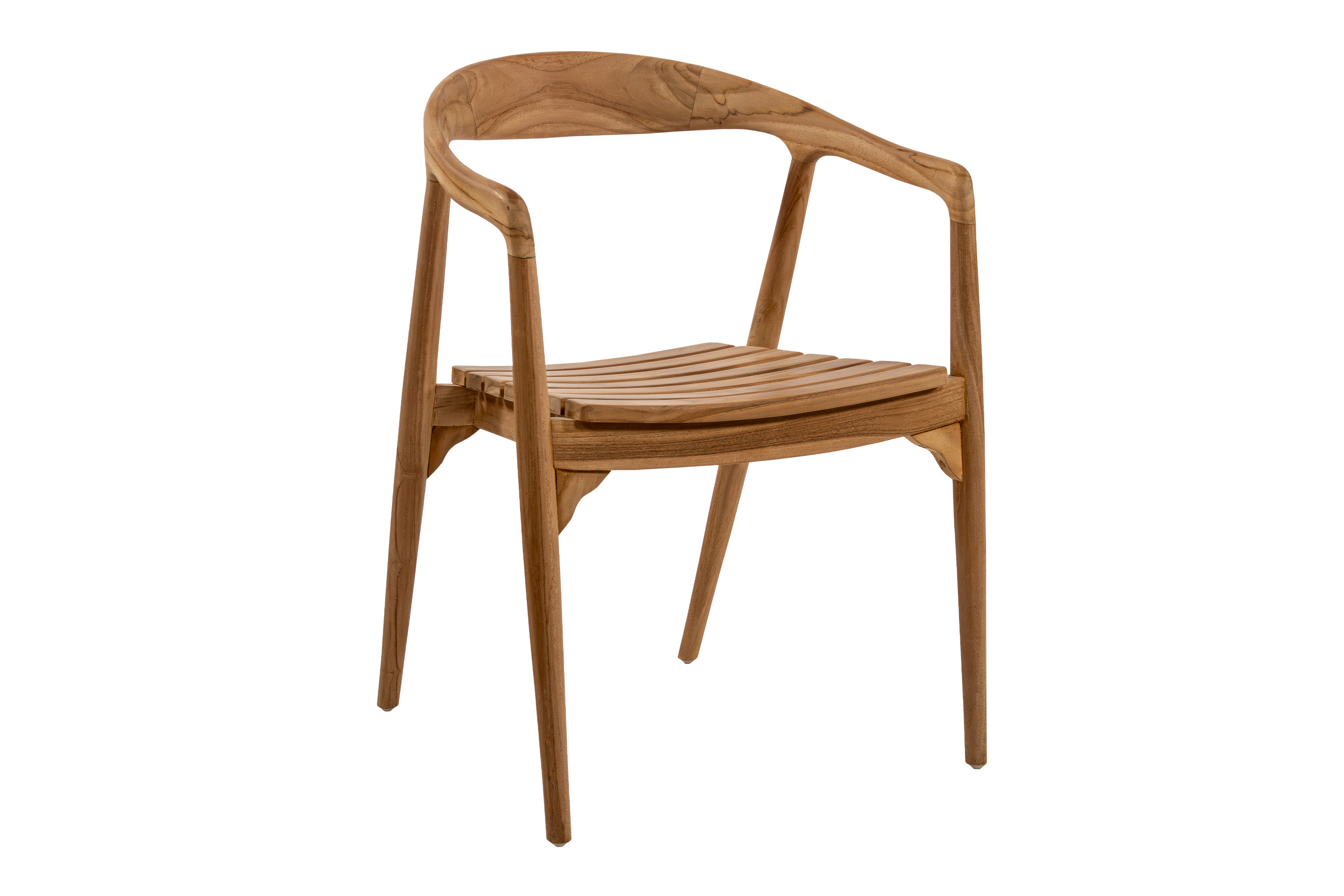 Gartenstuhl Outdoor Teakholz massiv mit Armlehnen stapelbar & wetterfest SALLY
