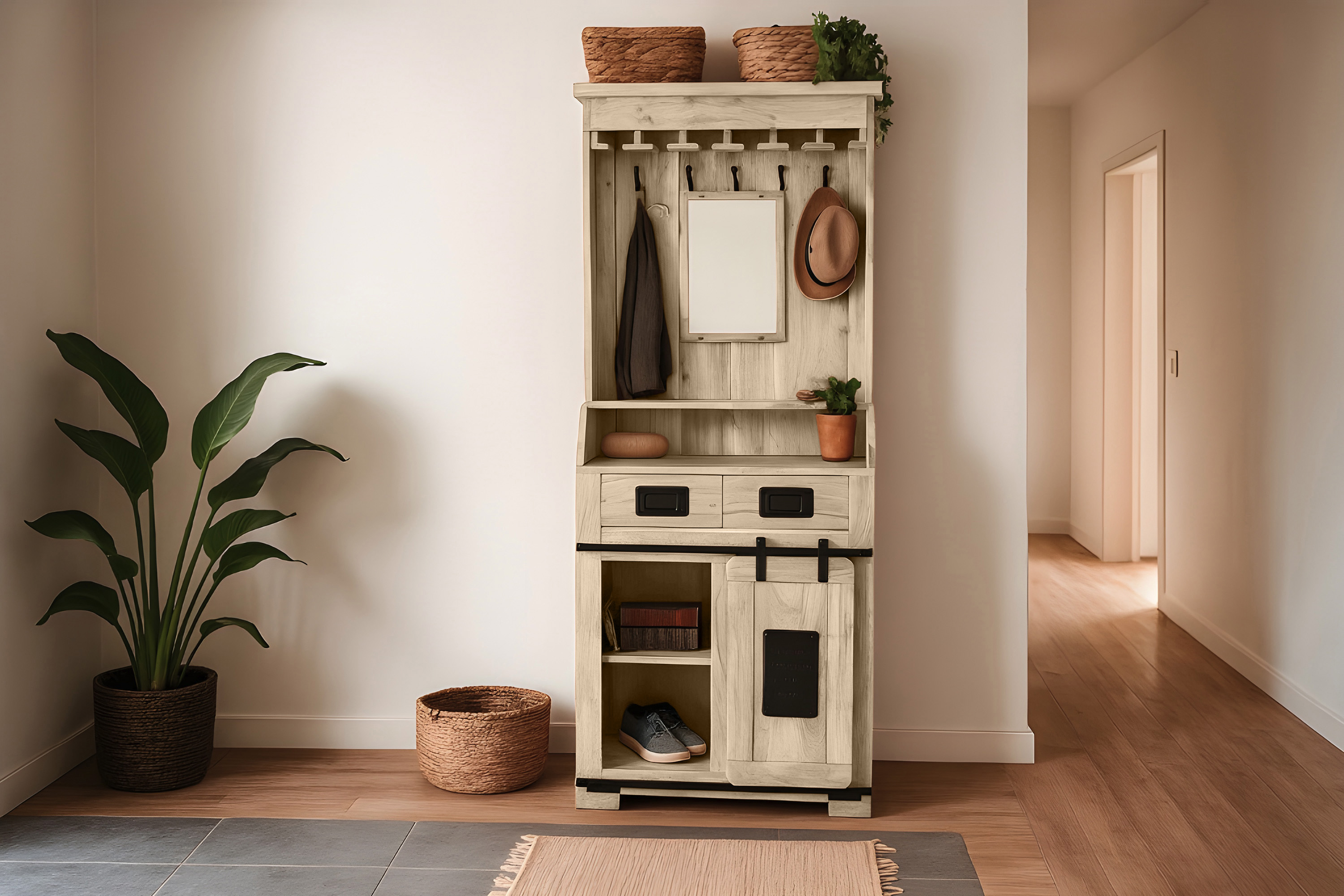 Weinschrank Holzschrank Akazie massiv 75 x 35 x 170 cm eichefarben LIBRO