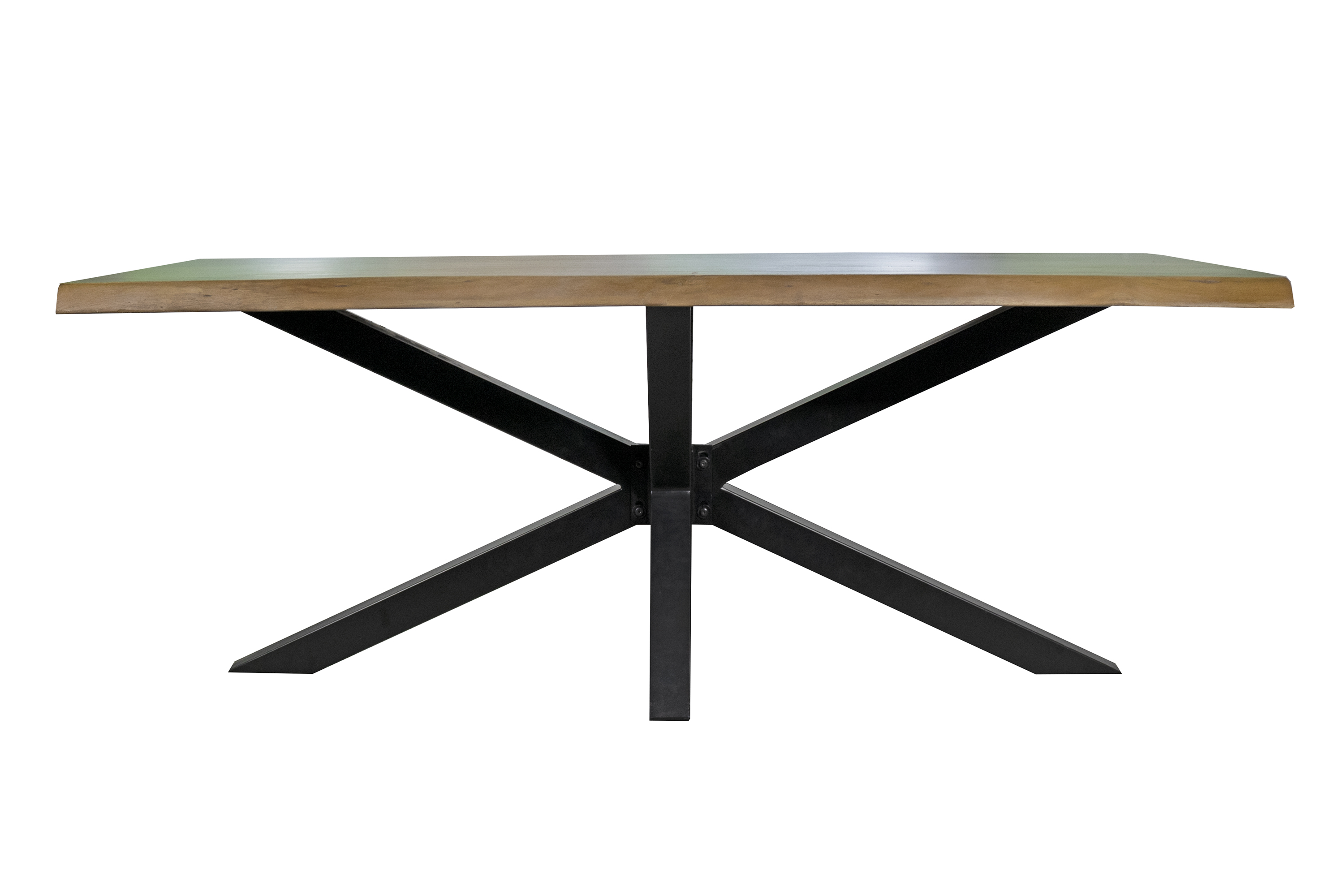 Esstisch Baumkante massiv Akazie Natur 300 x 100 Spider-Gestell schwarz TIM