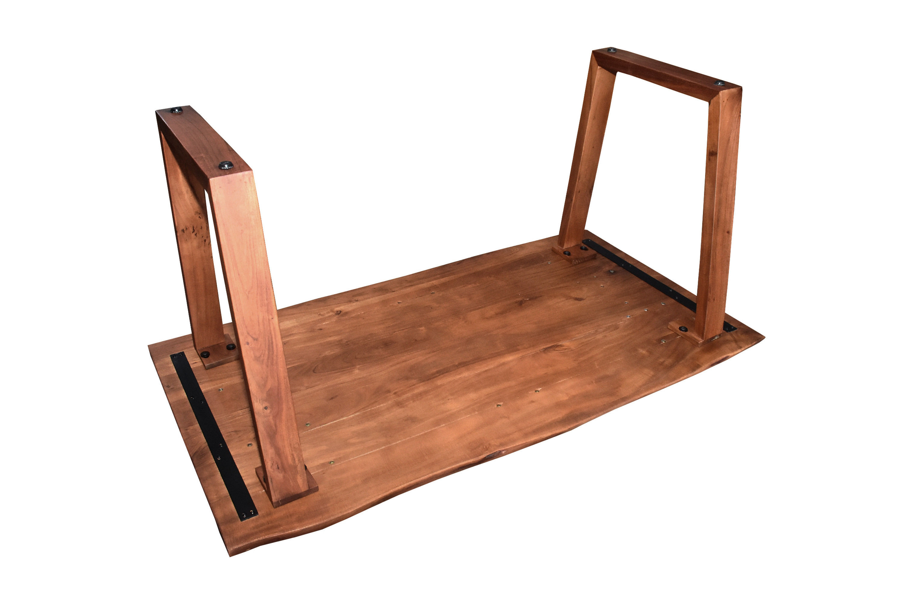 Esstisch Baumkante massiv Akazie nuss 160 x 85 V-Holzgestell nussbaumfarben GIRONA