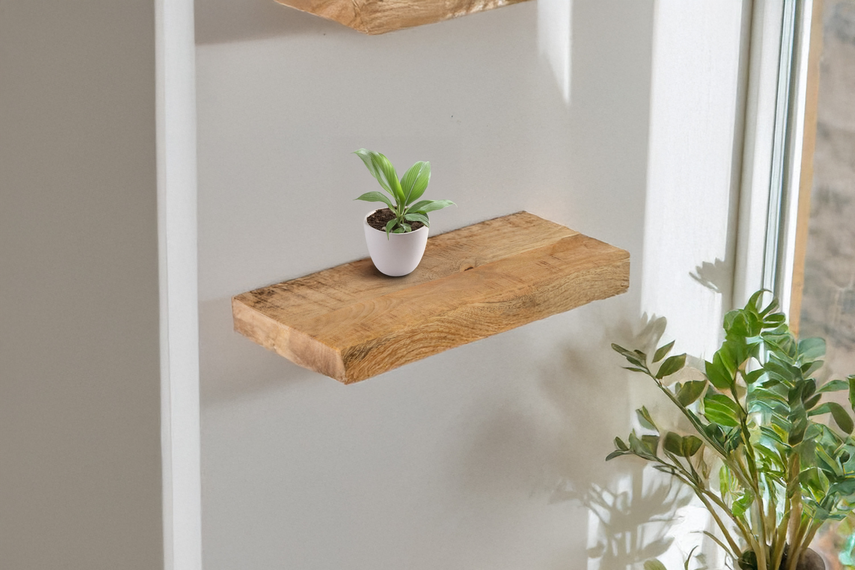 Steckboard mit Baumkante Wandregal Mango rough lackiert 50 x 20 Amanda