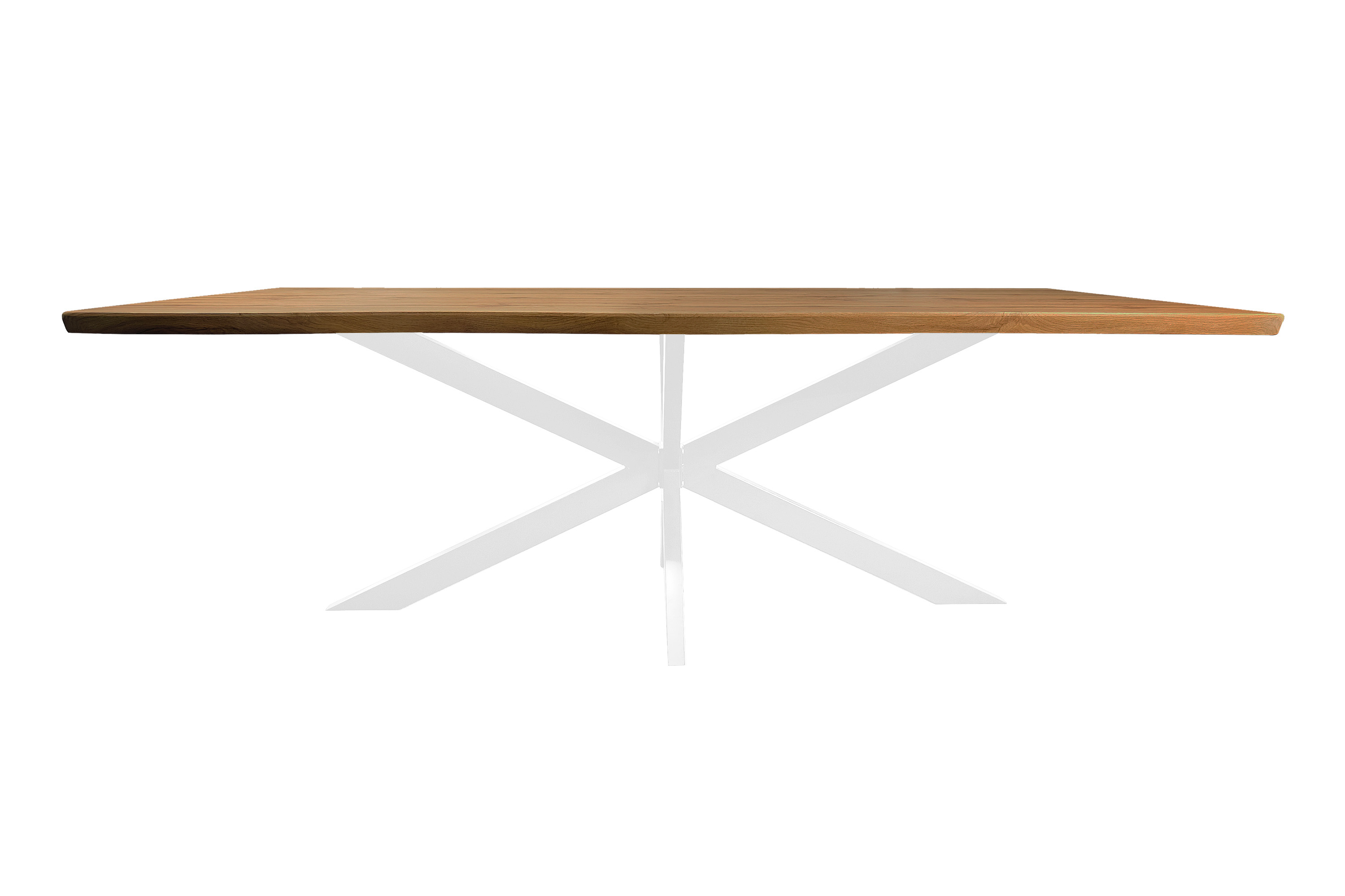 Esstisch Baumkante Holz-Optik Wildeiche 240 x 100 Spider-Gestell weiß JOSY