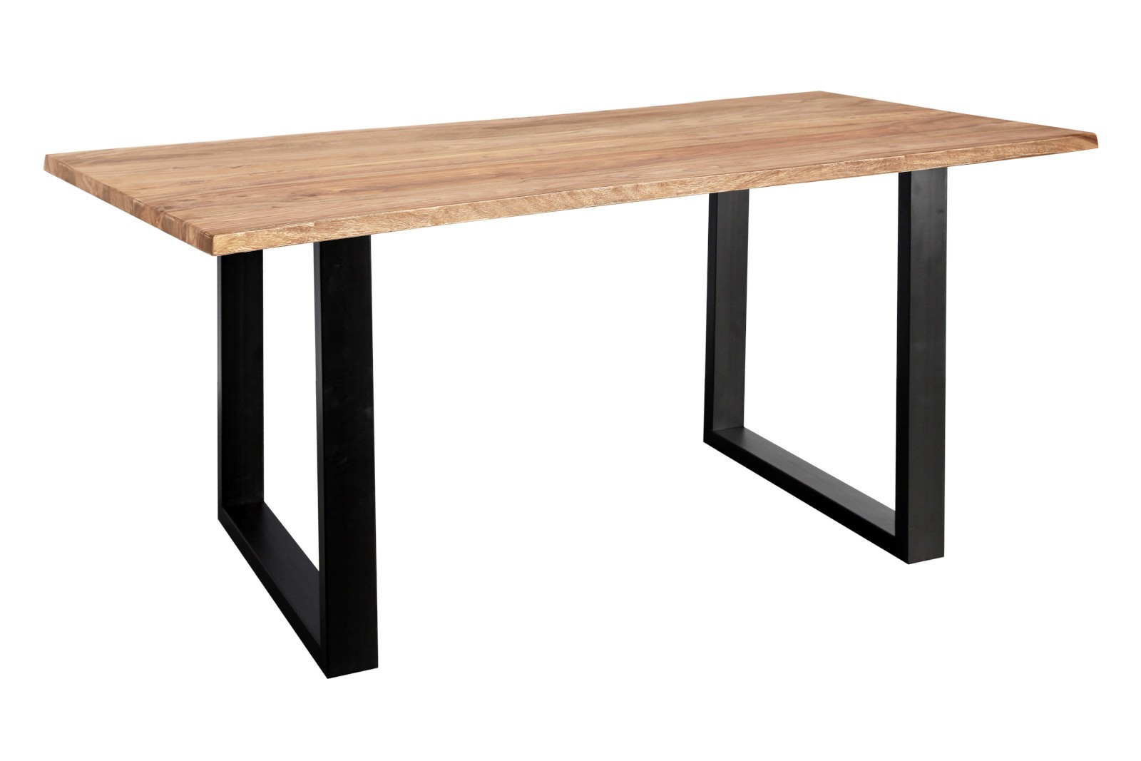 Baumkante Esstisch Sheesham naturbelassen 220 x 100 schwarz MAREK