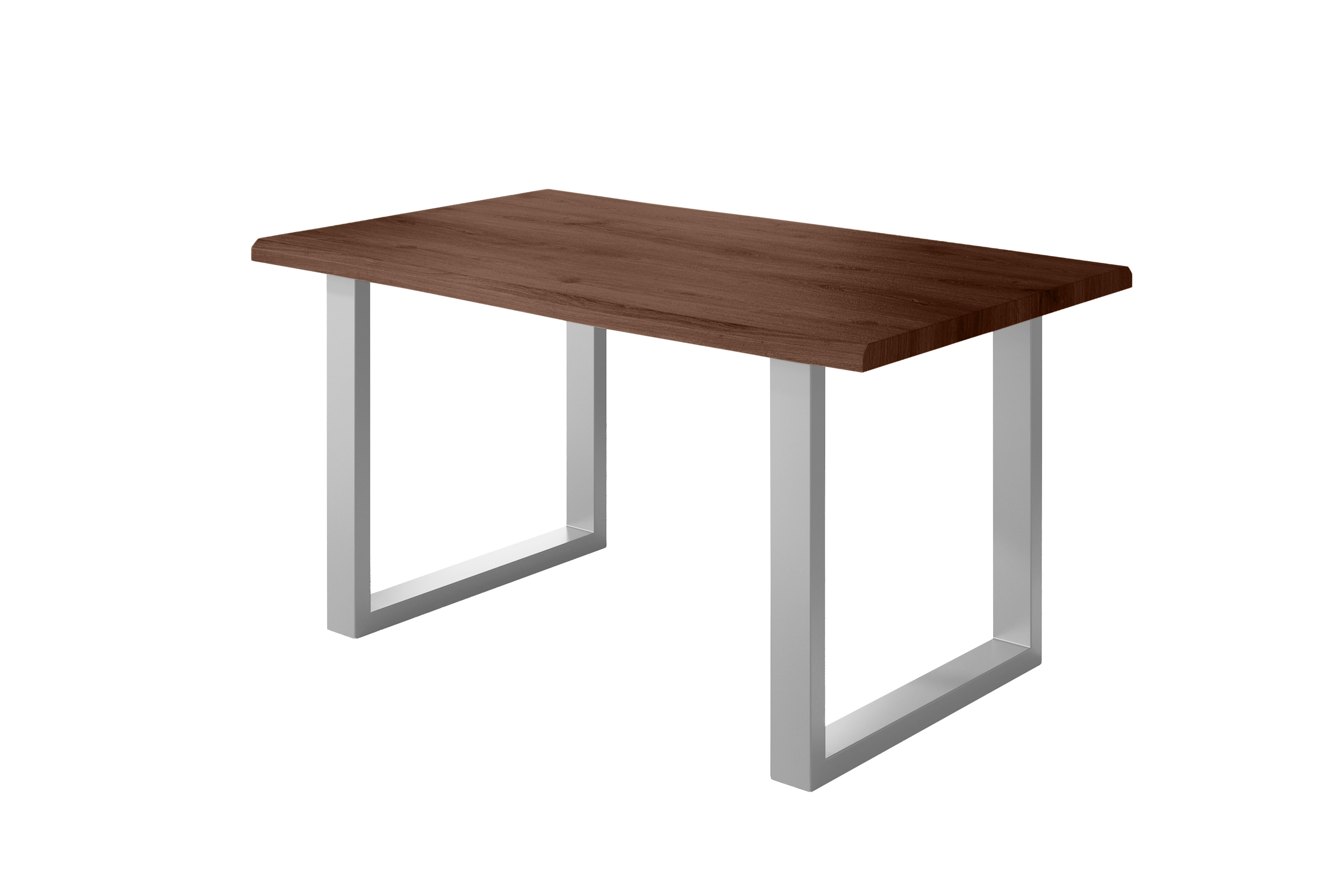 Esstisch Baumkante Holz-Optik Nussbaum 160 x 85 U-Gestell silber JULIUS