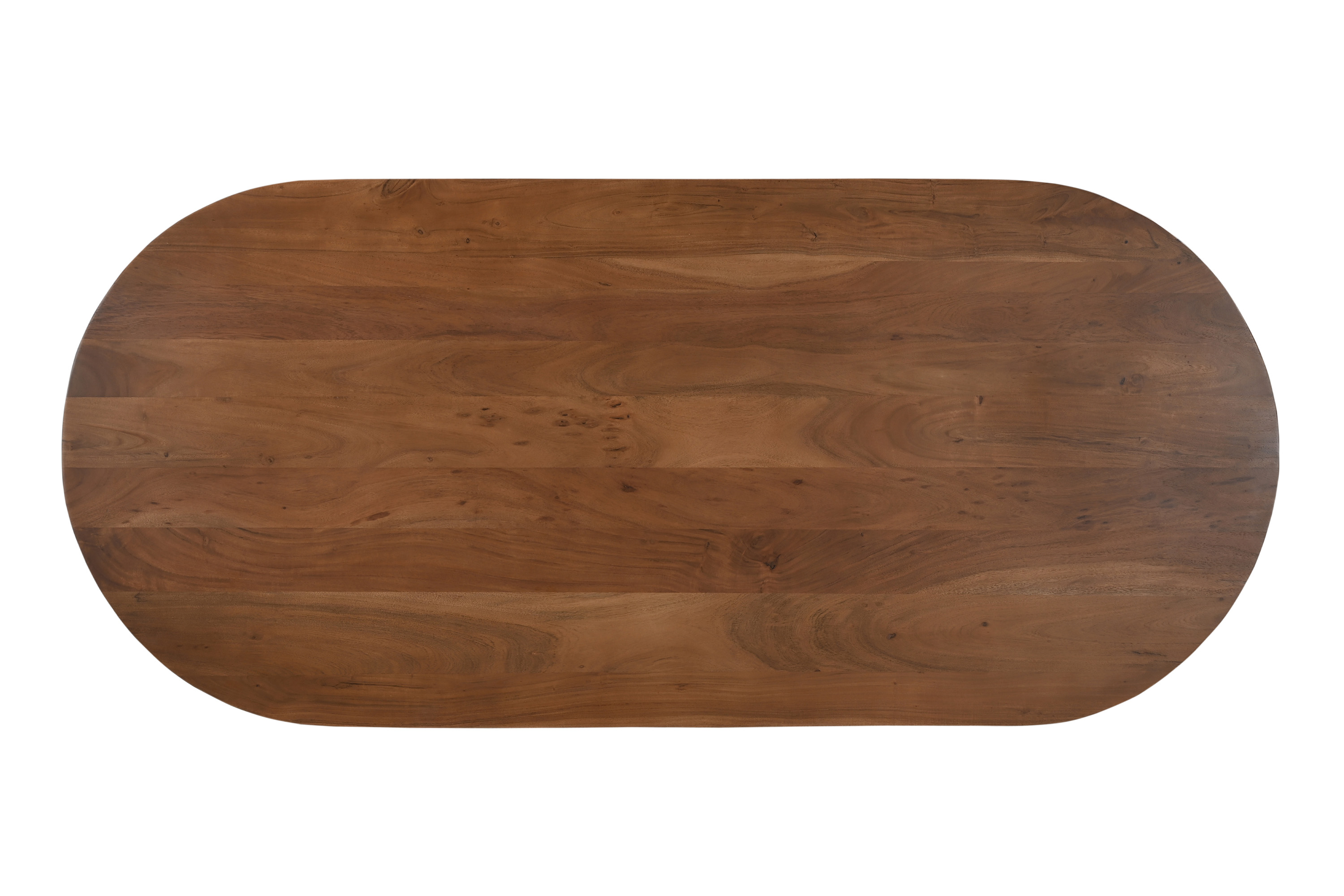 Esstisch 204 x 90 cm Akazienholz Nussbaum gerade Kante oval V-Gestell LAURIE