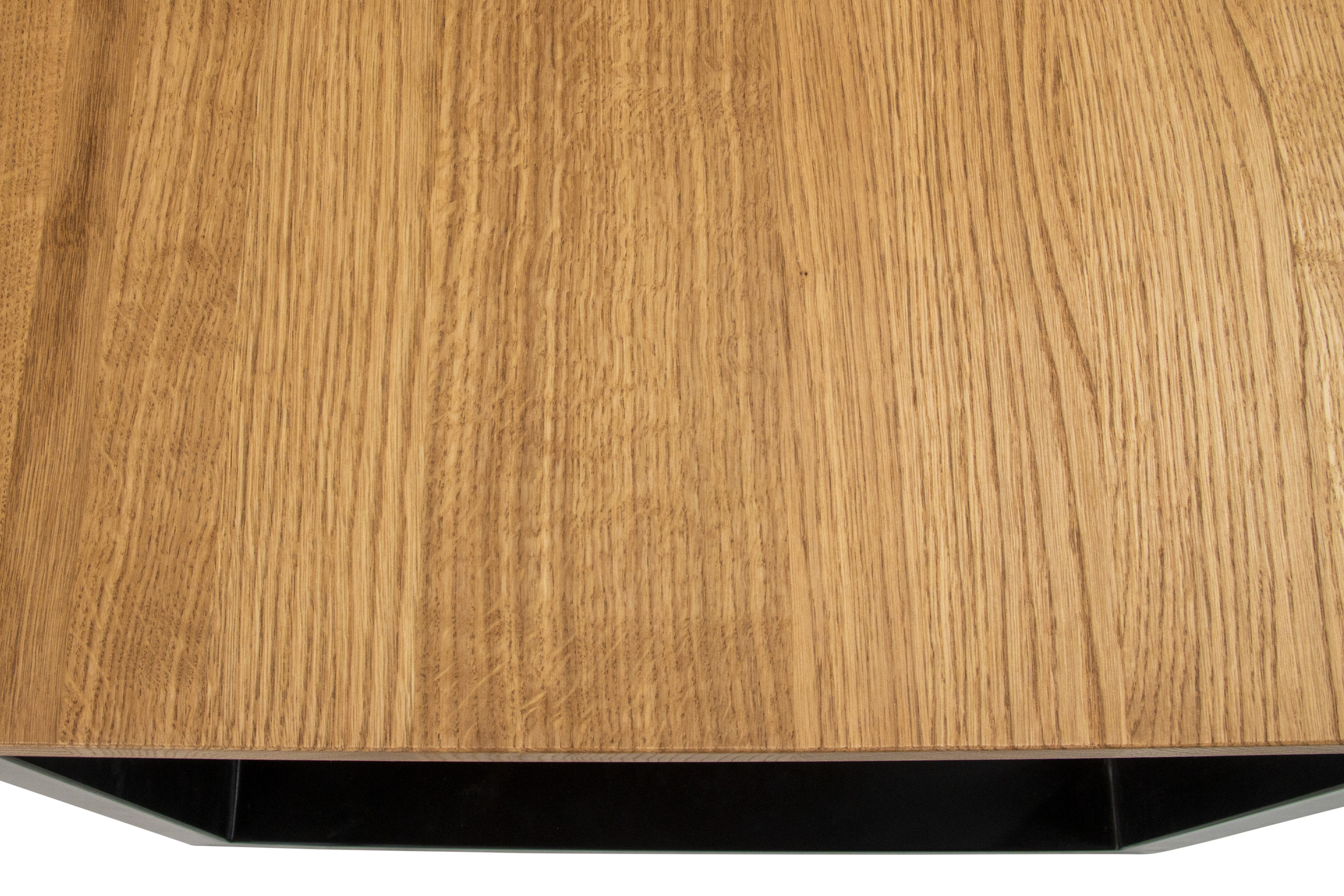 Esstisch Baumkante massiv Eiche geölt 80 x 80 cm U-Gestell schwarz SALVADOR