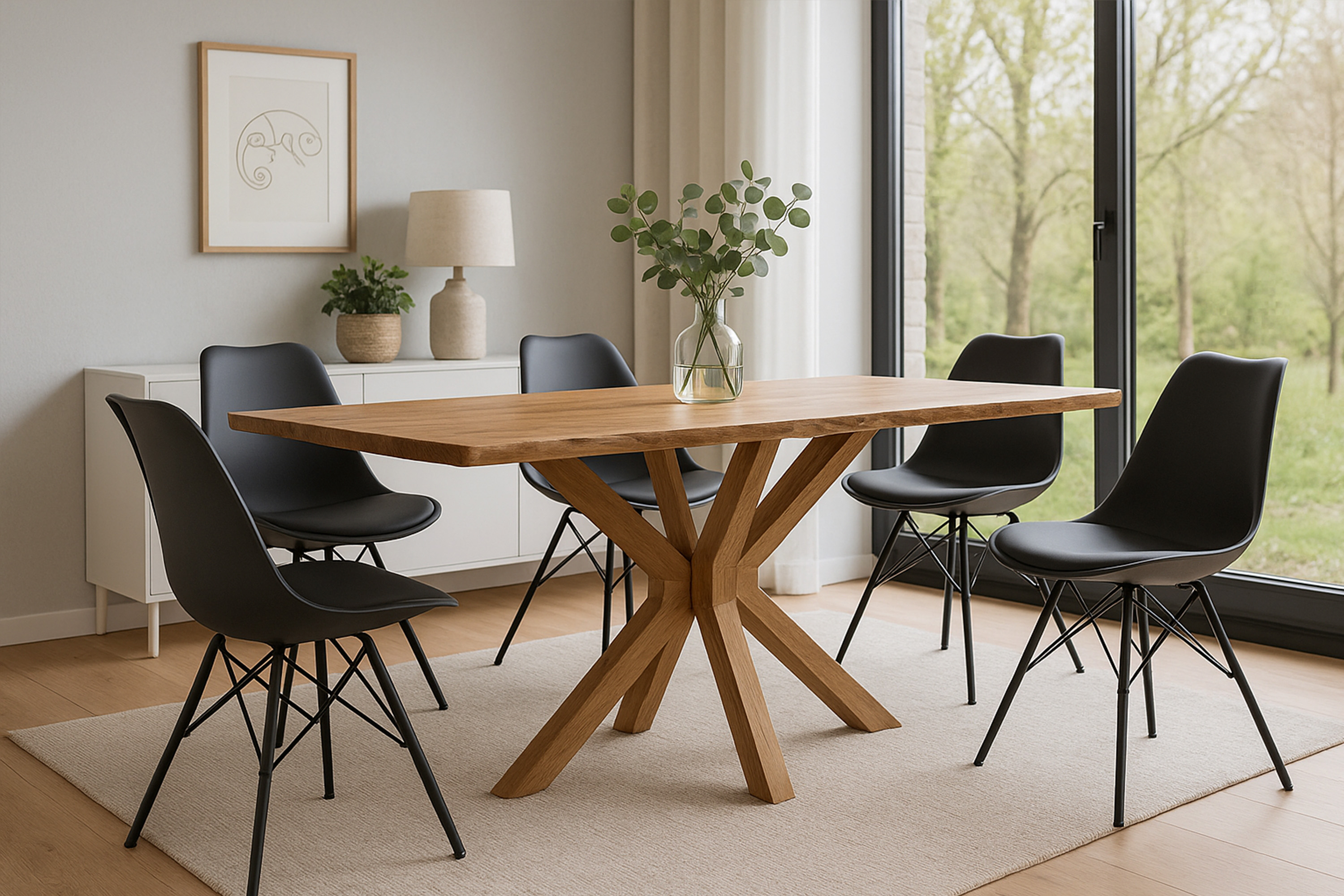 Esstisch Baumkante massiv Akazie natur 240 x 100 cm Spider-Gestell Holz natur PRAG