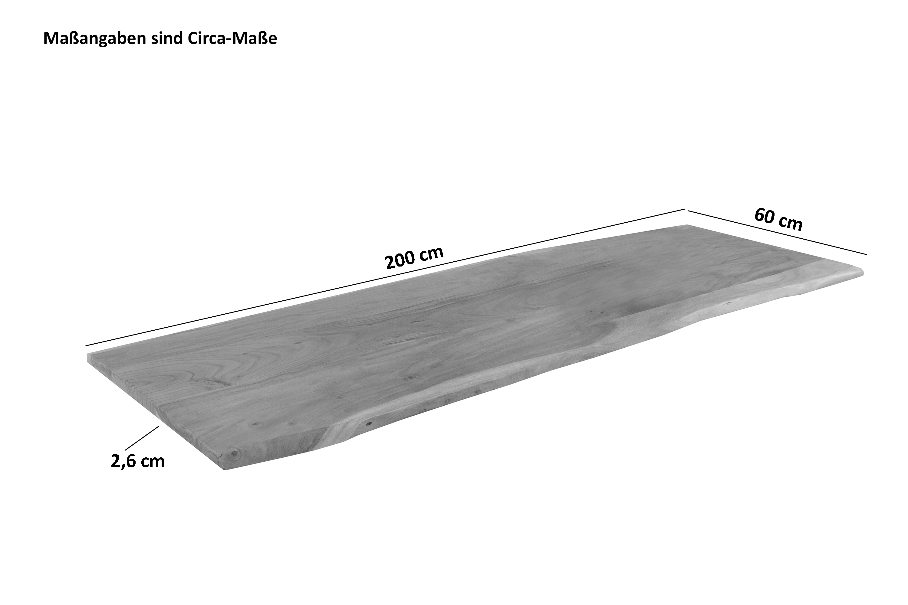 Tischplatte Baumkante Akazie Eiche 200 x 60 cm CURT