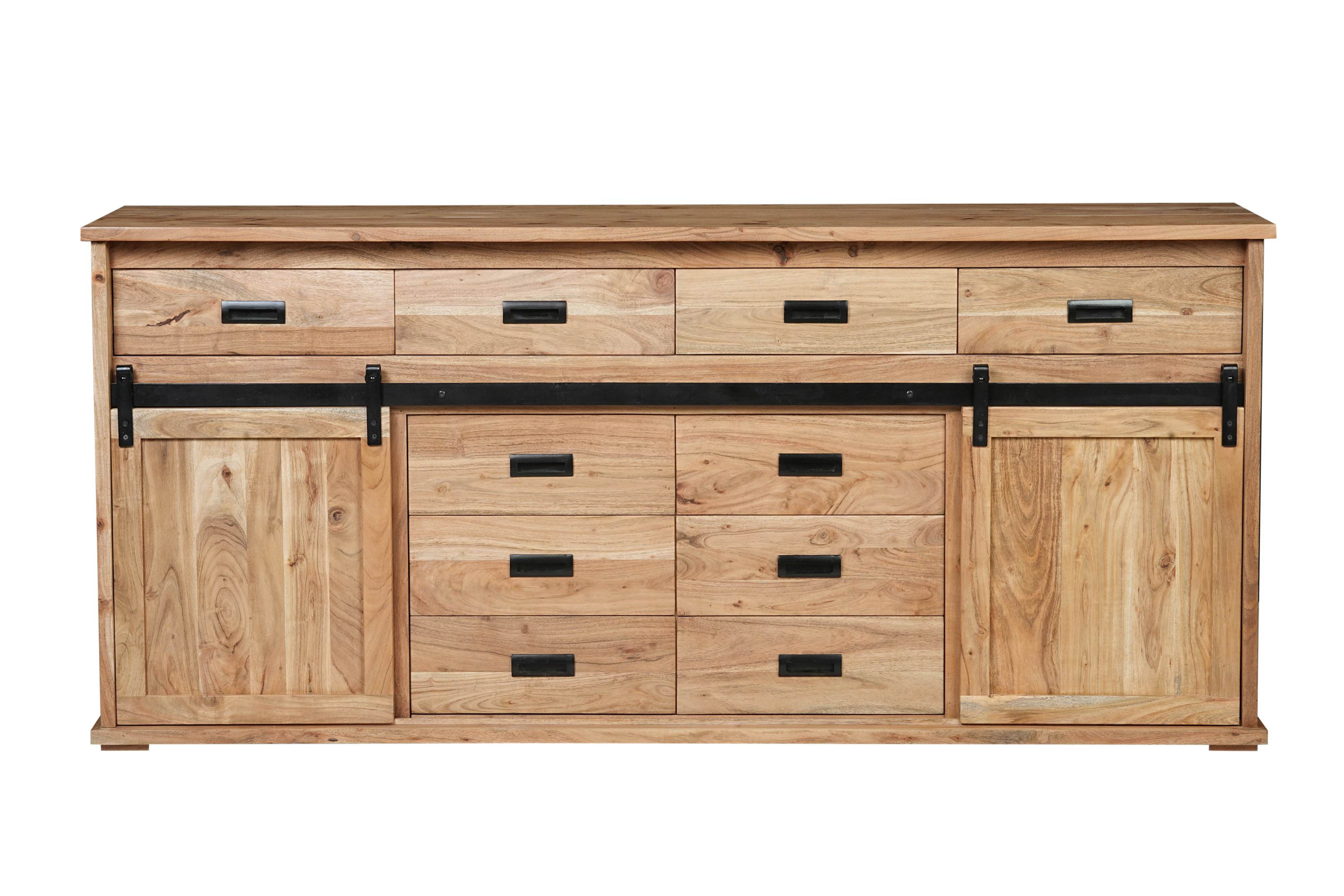 Sideboard 200 x 45 x 90 cm Akazienholz massiv naturfarben ohne Baumkante LIAN 4