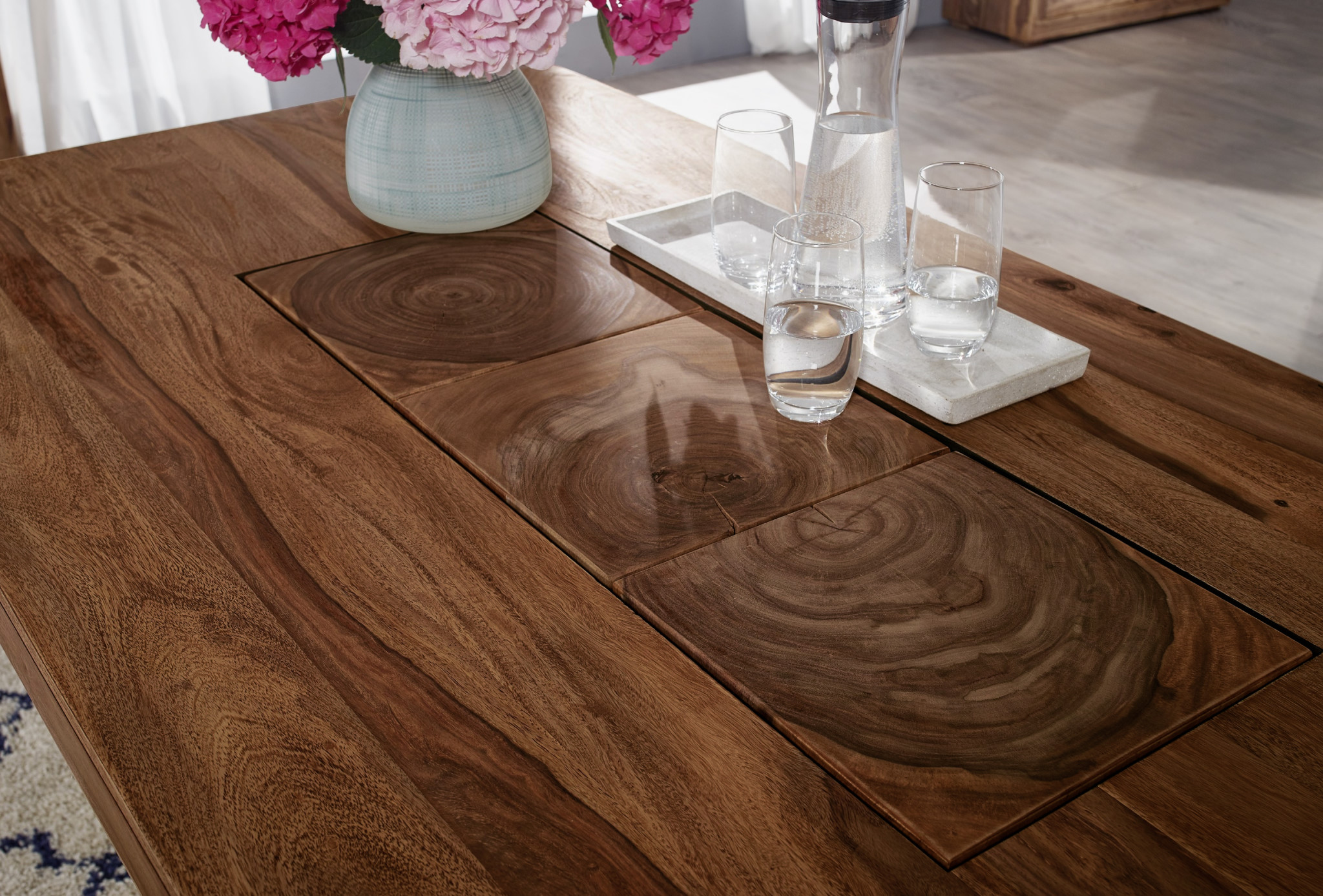 Esstisch massiv Akazie nussbaum 200 x 100 Holzgestell NORA