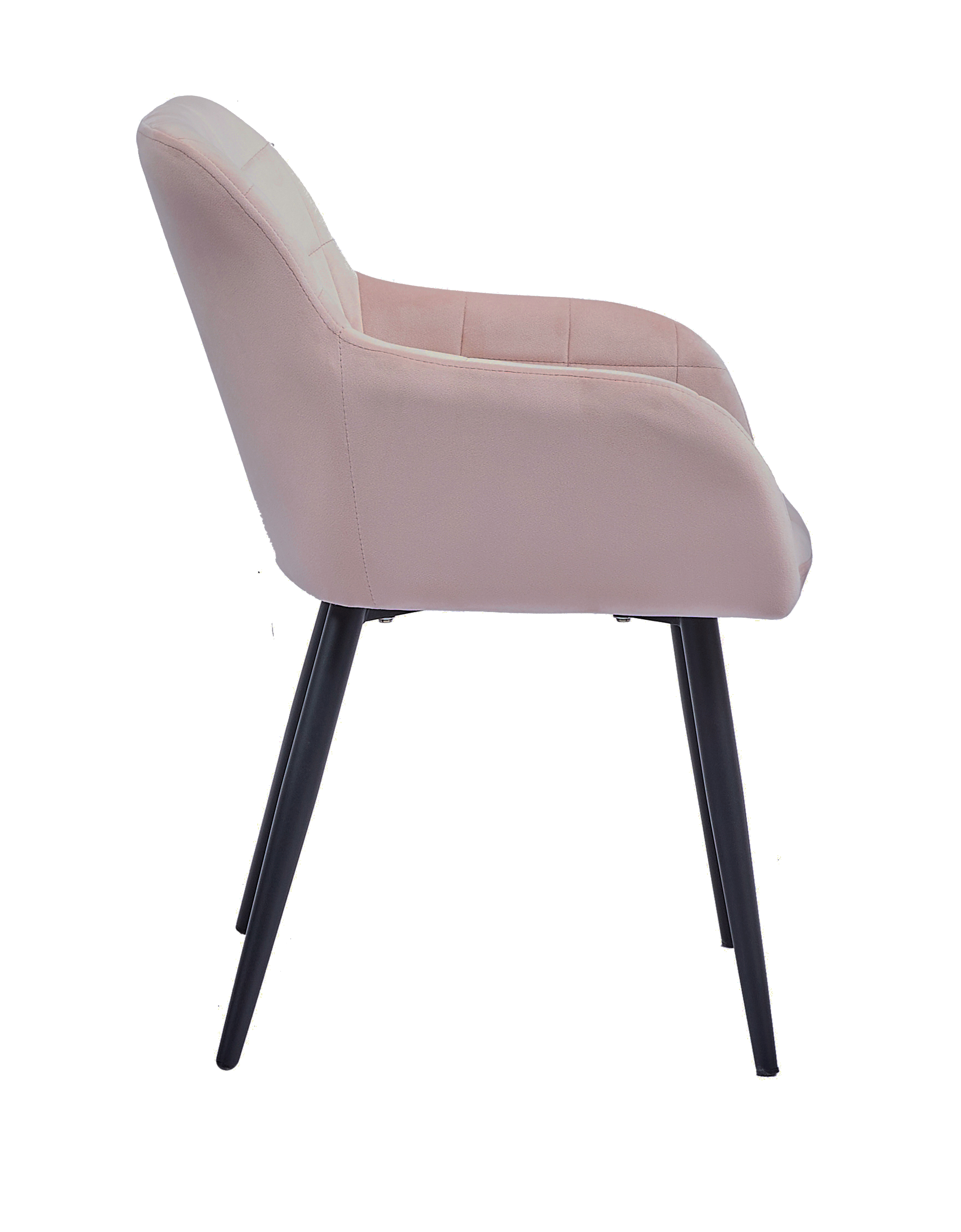  Esszimmer Armlehnstuhl Samt rosa schwarz Metallbeine LARS