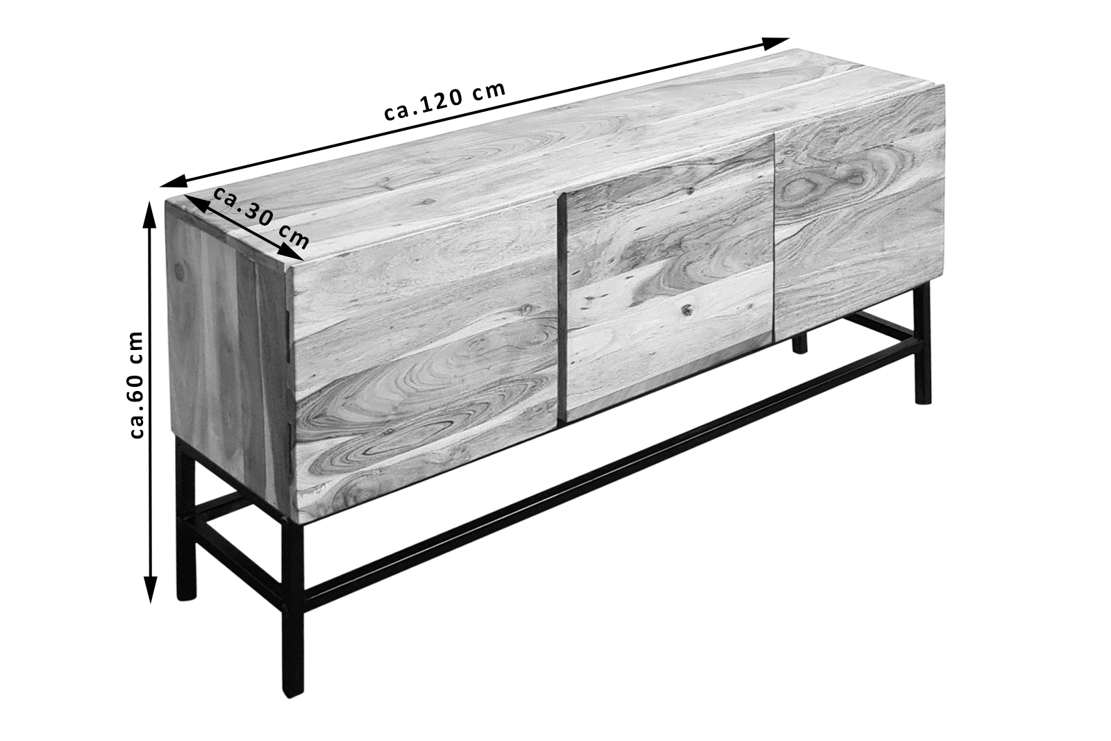 Sideboard Kommode Akazie 120x30x60 cm naturfarben Nagar IV