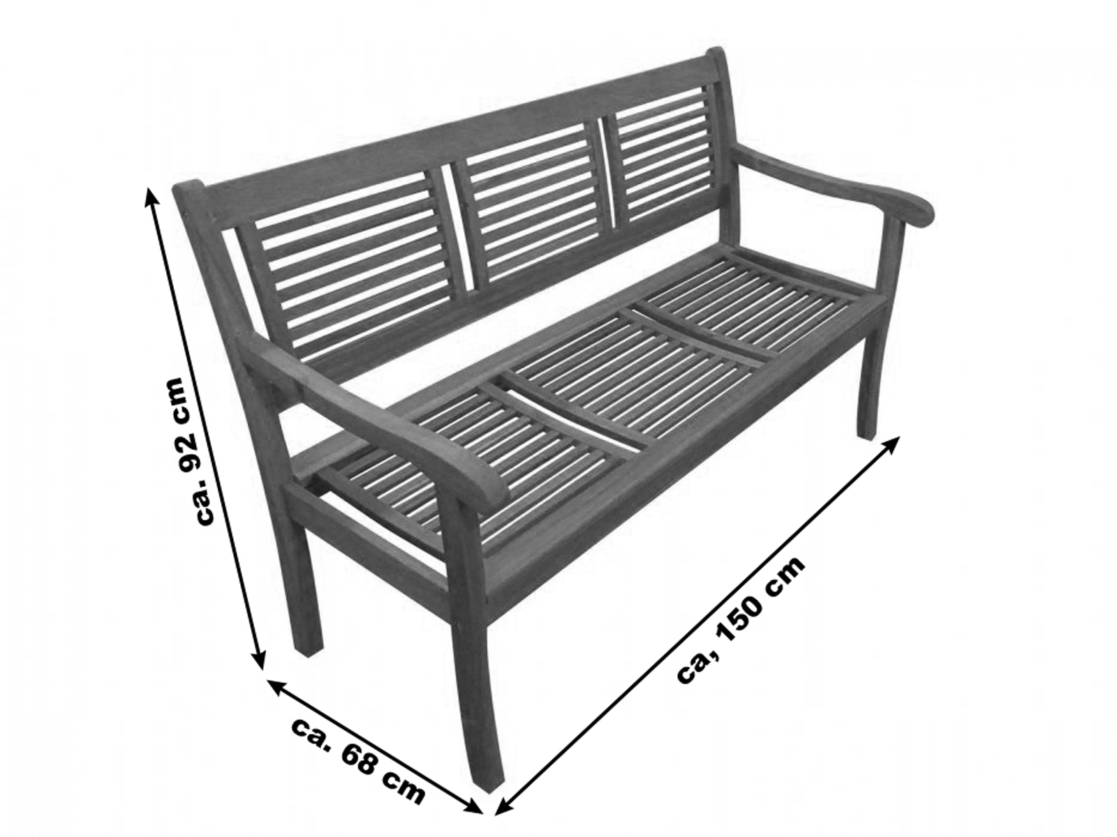Gartenbank Akazie 150 cm 3-Sitzer Sitzbank CORUNA