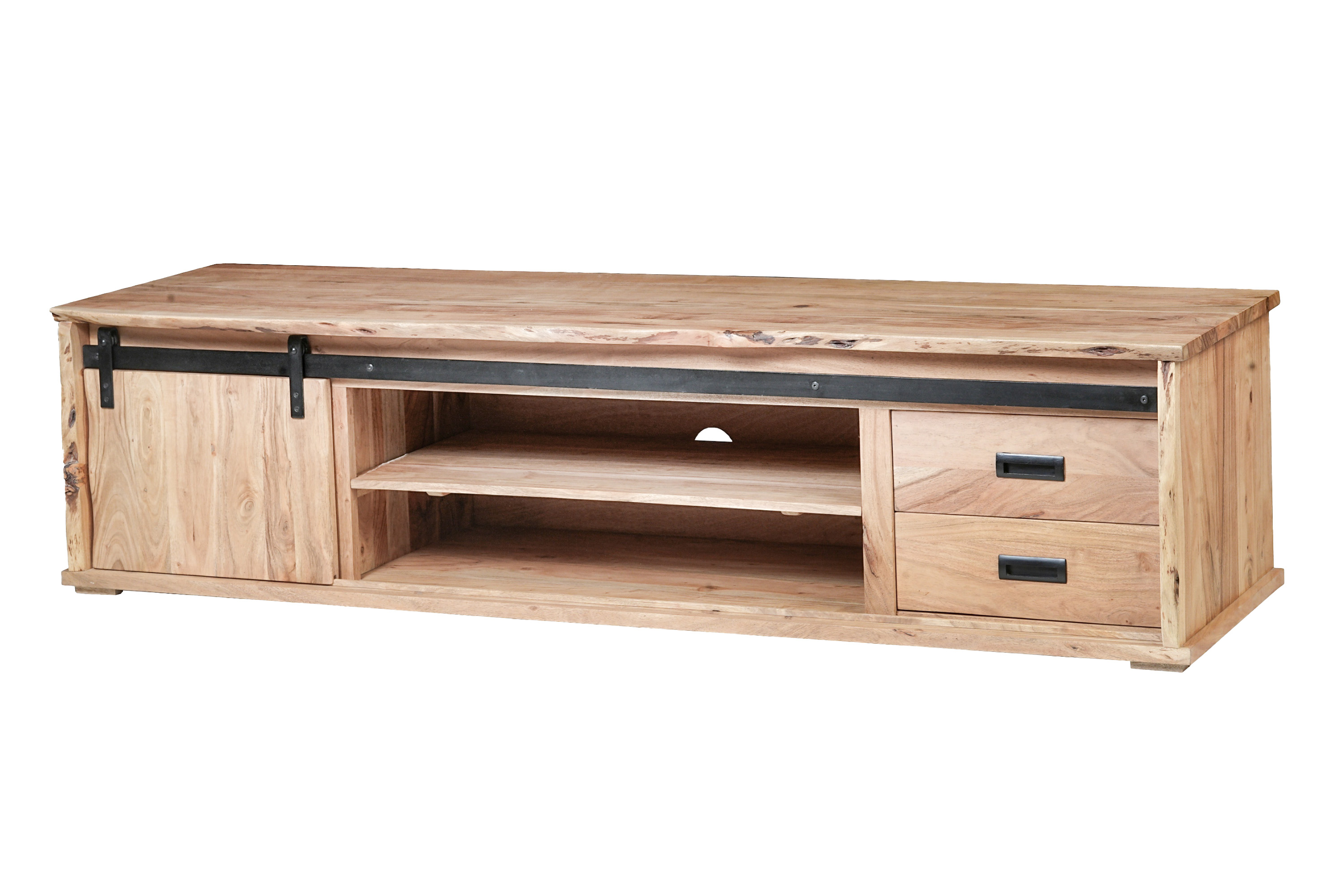 Lowboard Baumkante 200 x 55 x 50 cm Akazienholz massiv naturfarben LIAN II