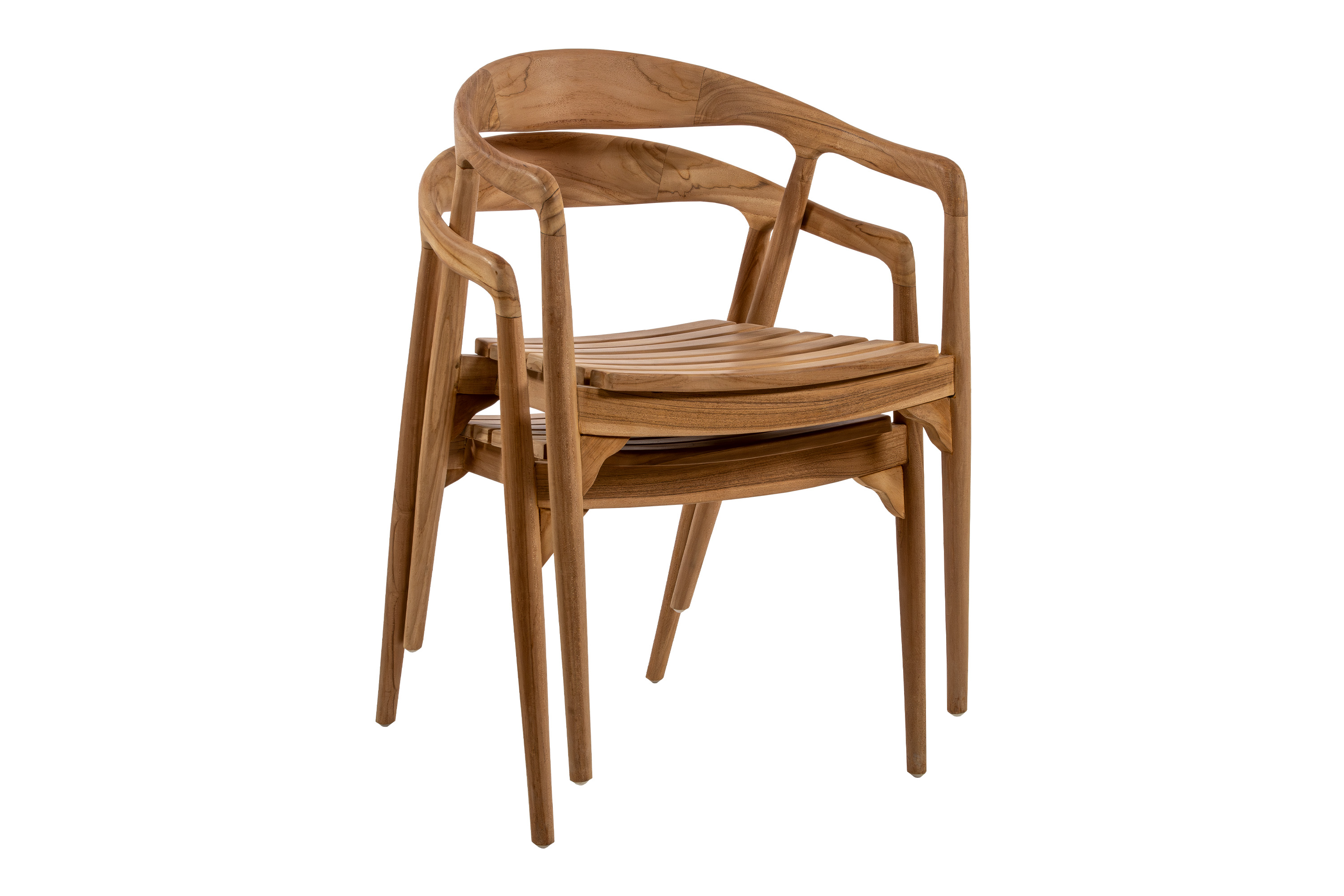 Gartenstuhl Outdoor Teakholz massiv mit Armlehnen stapelbar & wetterfest SALLY