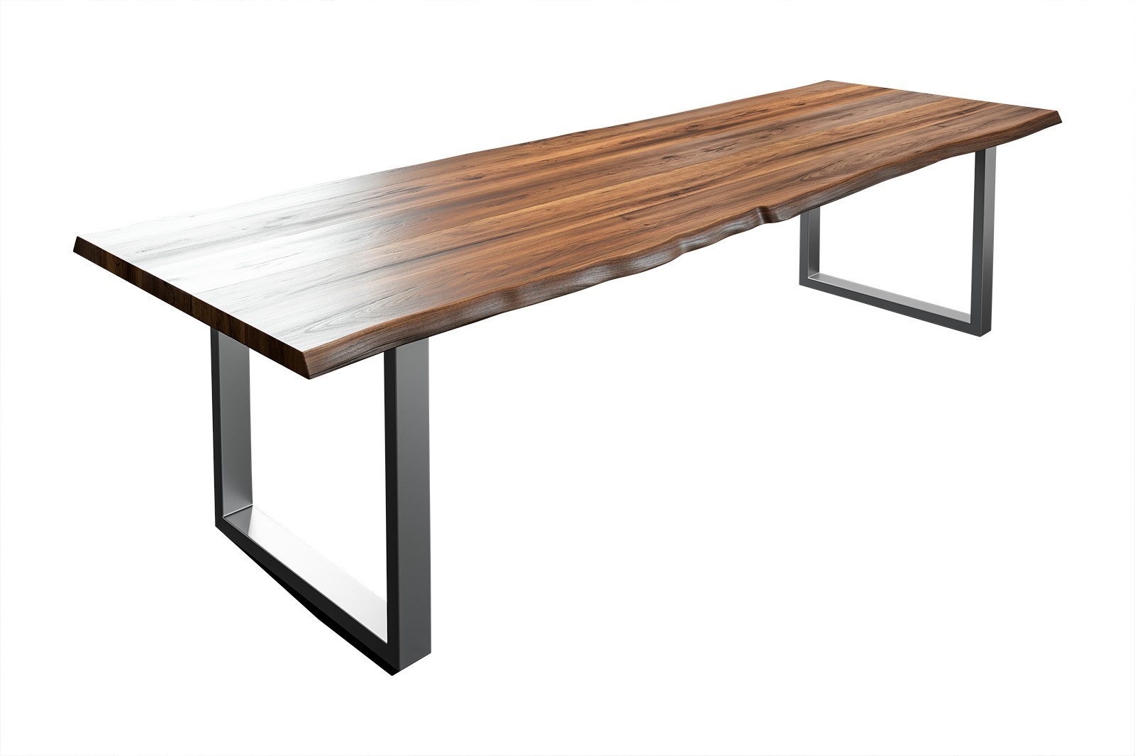  Esstisch Baumkante massiv Akazie nussbaum 280 x 100 silber LIAM
