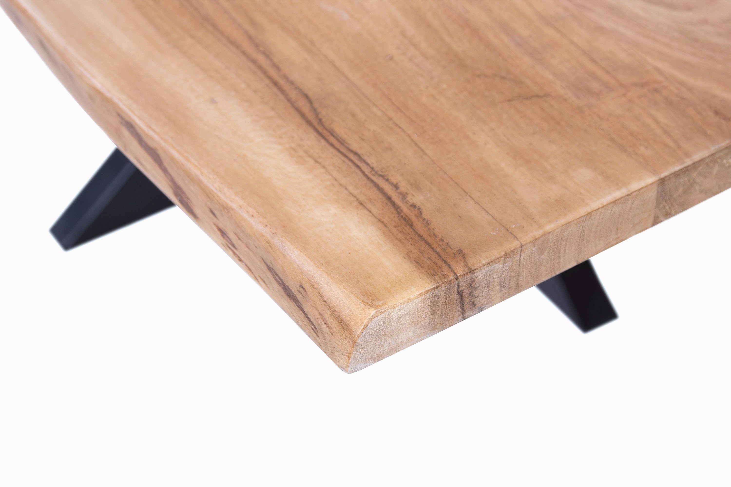 Esstisch Baumkante massiv Akazie natur 240 x 100 cm Spider-Gestell schwarz Kalea