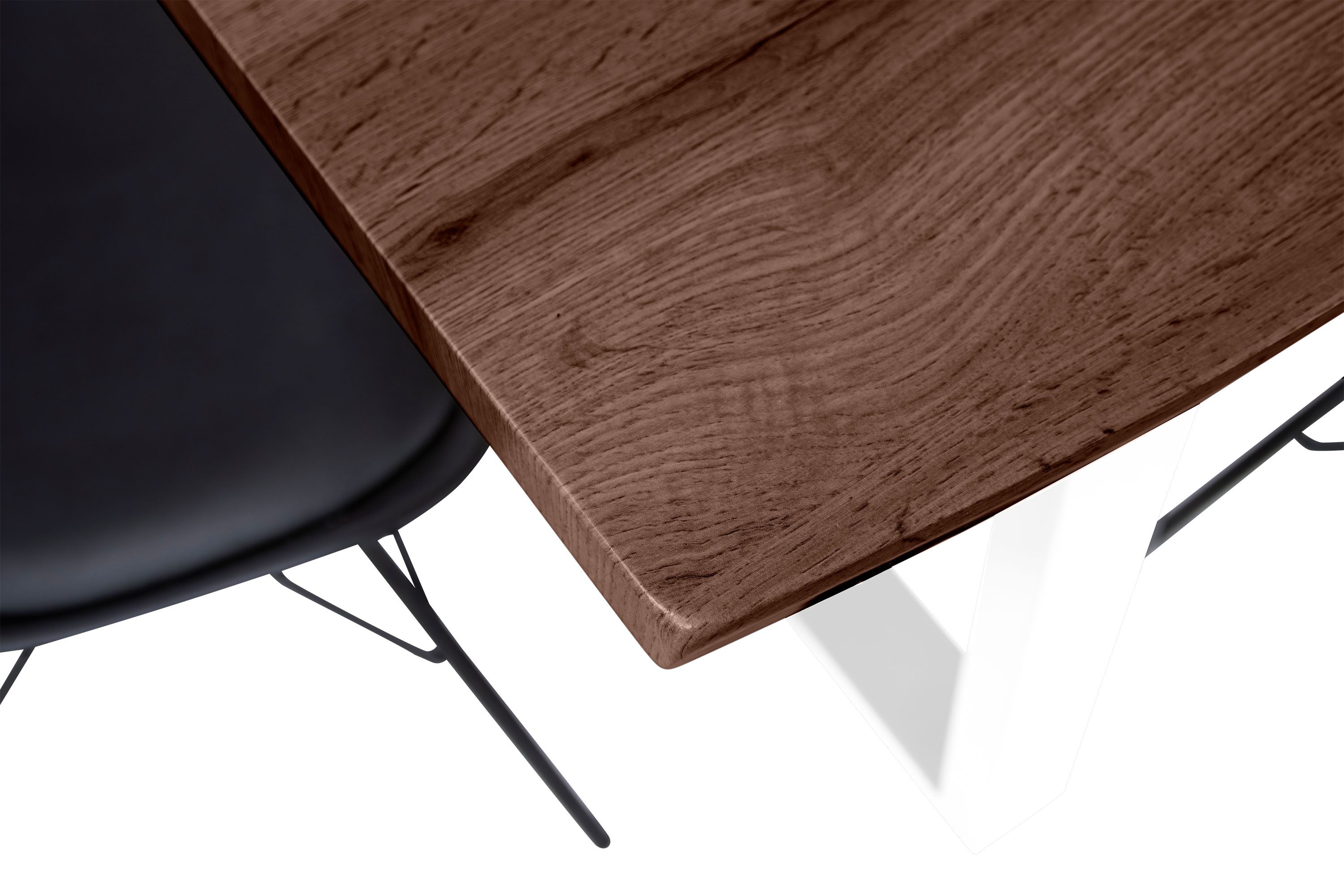 Esstisch Baumkante Holz-Optik Nussbaum 180 x 90 U-Gestell weiß JOSY