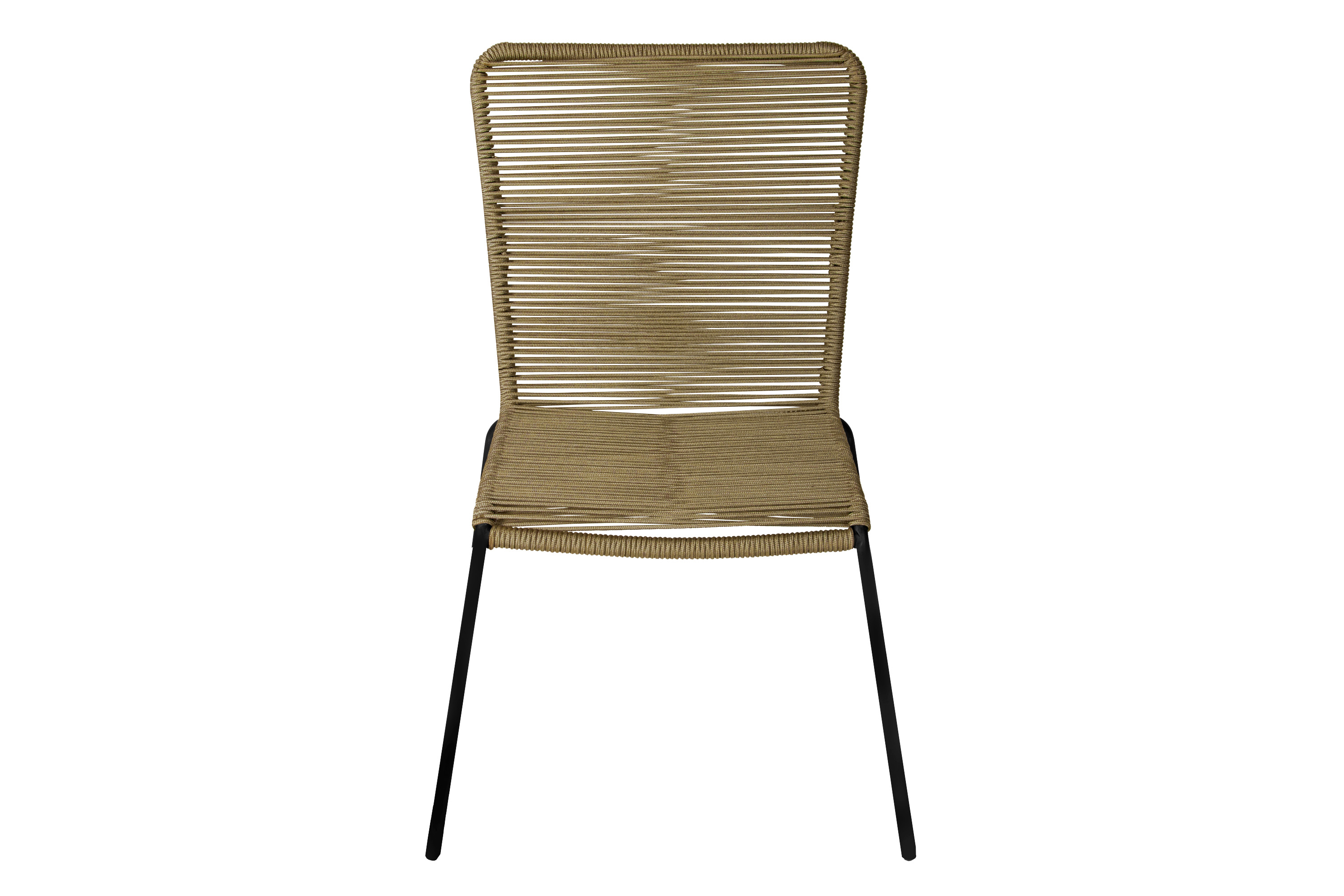 Gartenstuhl Outdoor-Seilstuhl Farbe Taupe mit Eisen-Gestell in schwarz ISRA