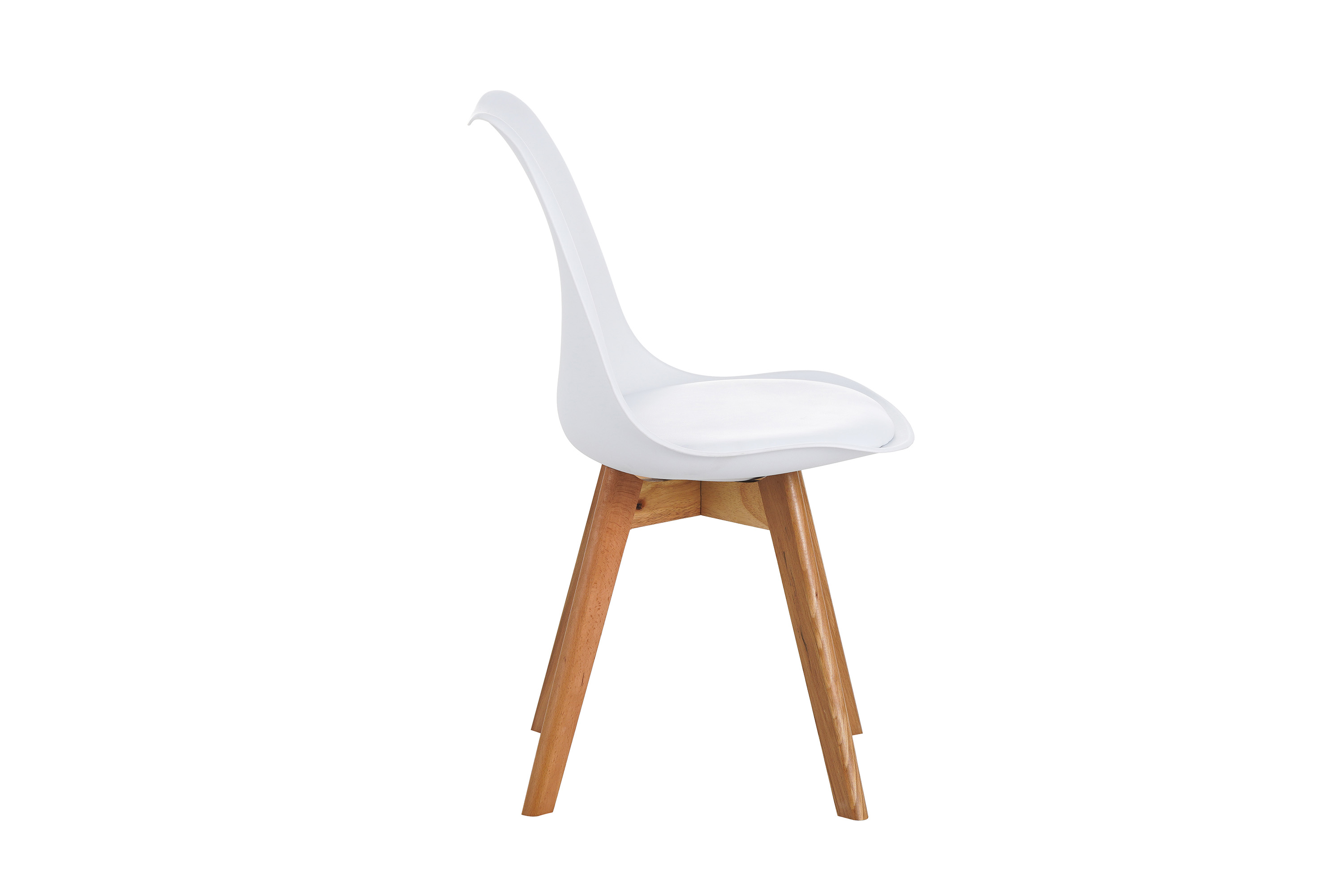 Esszimmer Schalenstuhl & Polster Kunstleder weiß Stuhlbein Massivholz eichefarben LOVELACE