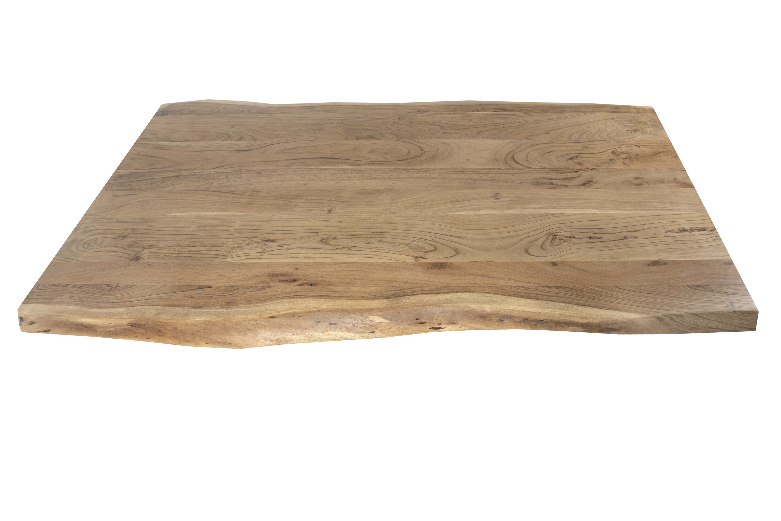 Esstisch Baumkante massiv Akazie Natur 140 x 80 Spider-Gestell silber TIM