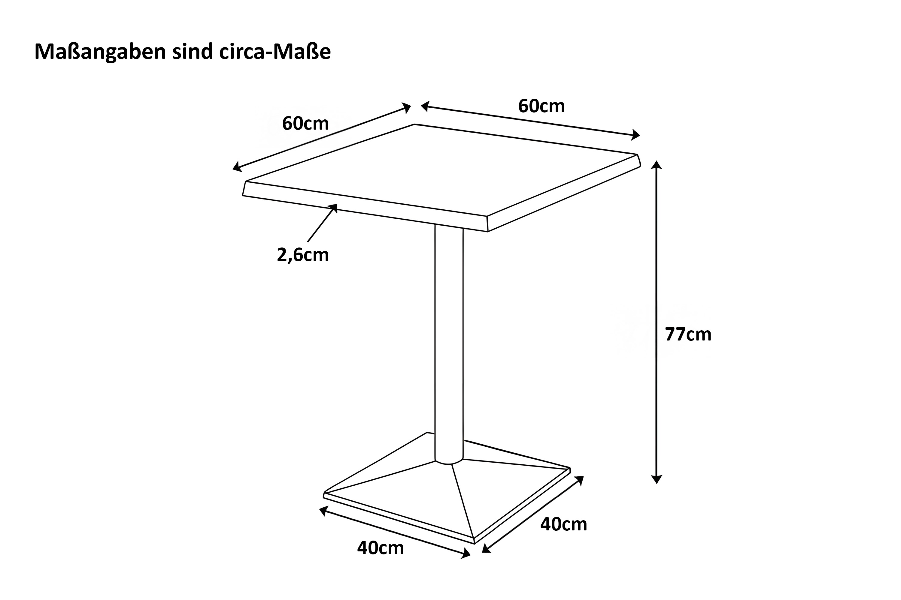 Bistrotisch Baumkante massiv 60 x 60 cm Mango rough schwarz Säulengestell INES