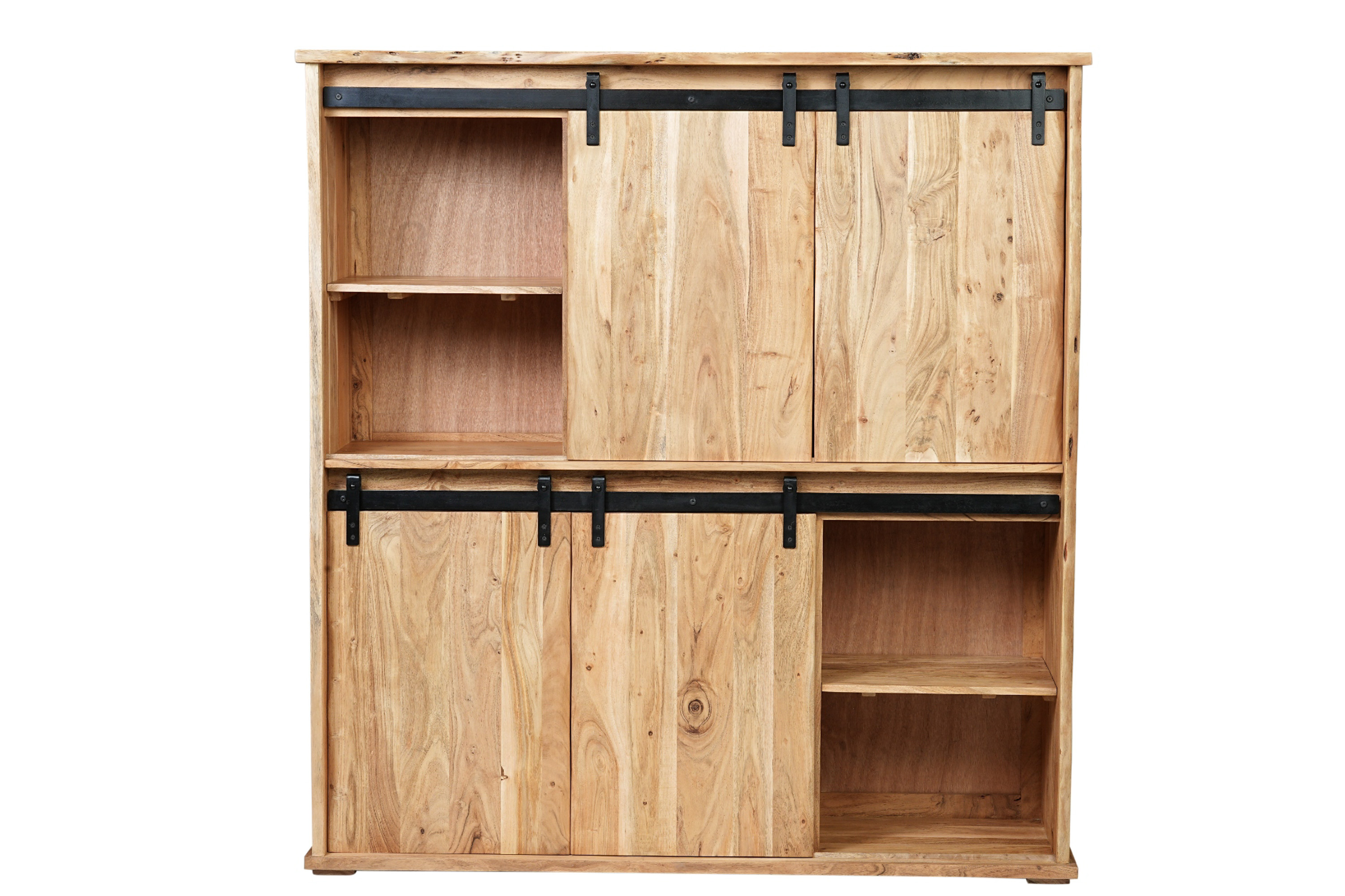 Highboard Baumkante 150 x 160 x 45 cm Akazienholz massiv naturfarben LIAN I