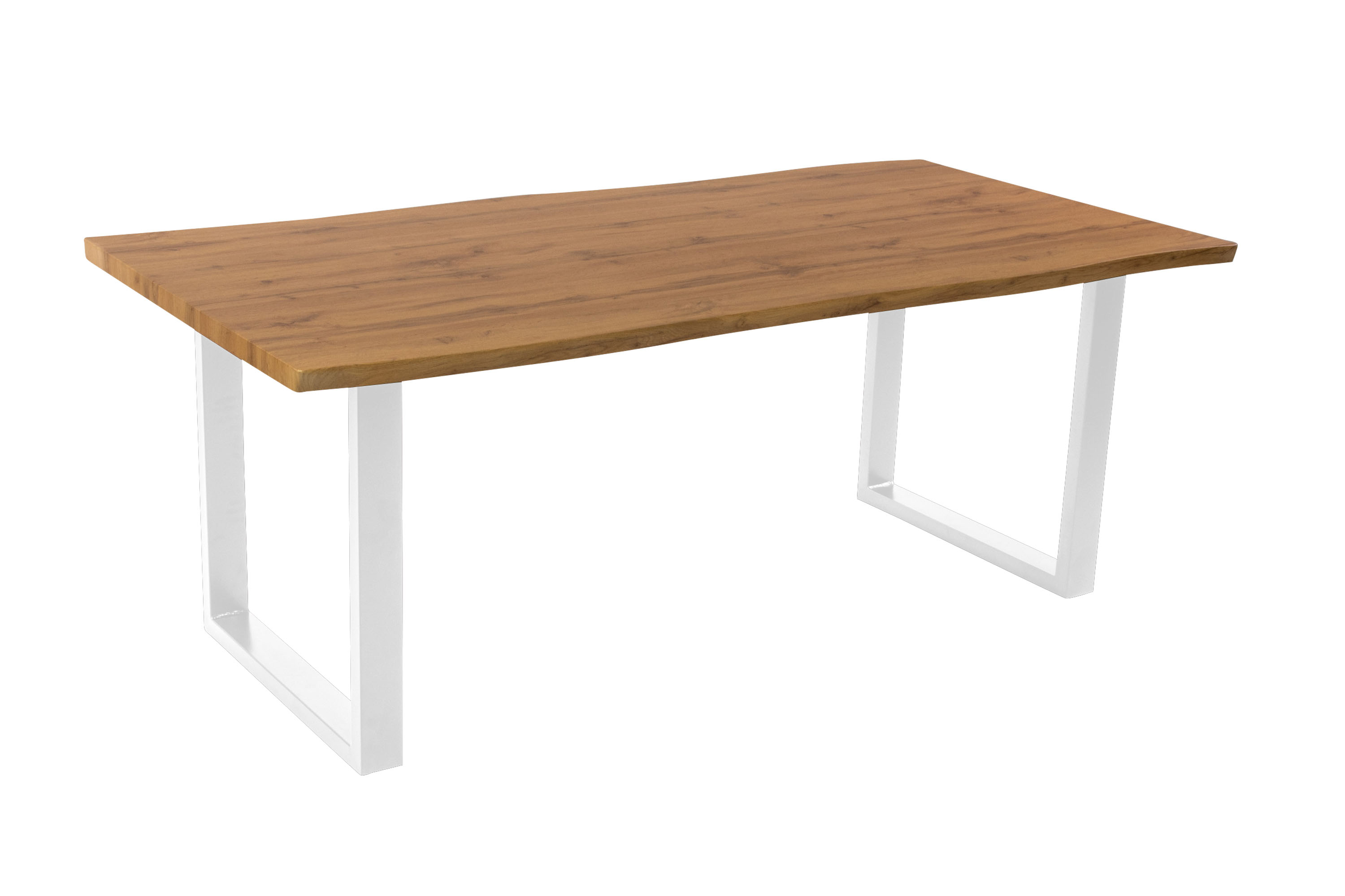 Esstisch Baumkante Holz-Optik Wildeiche 200 x 100 U-Gestell weiß JOSY