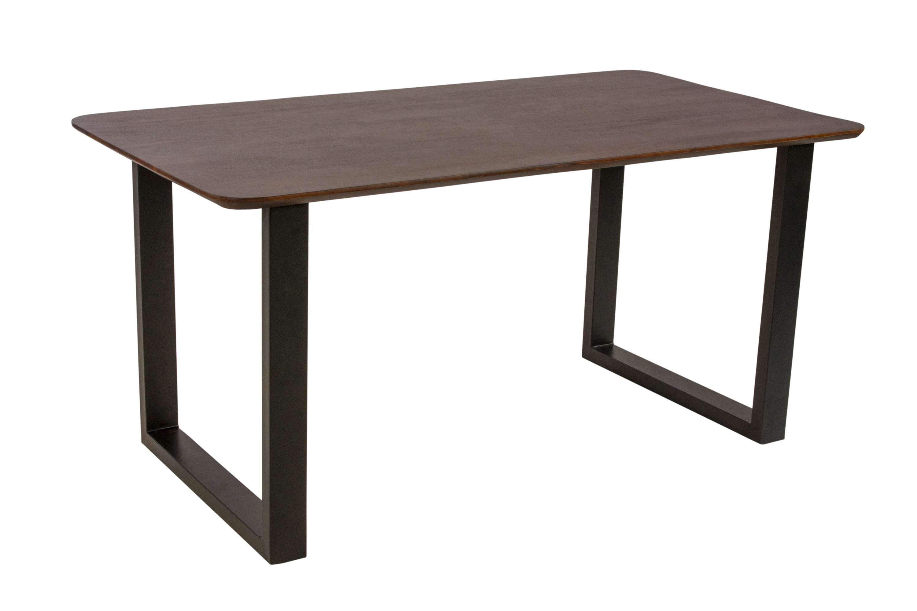 Esstisch 140 x 80 cm Akazie massiv kastanienfarben Schweizer Kante U-Gestell schwarz ROBERTO