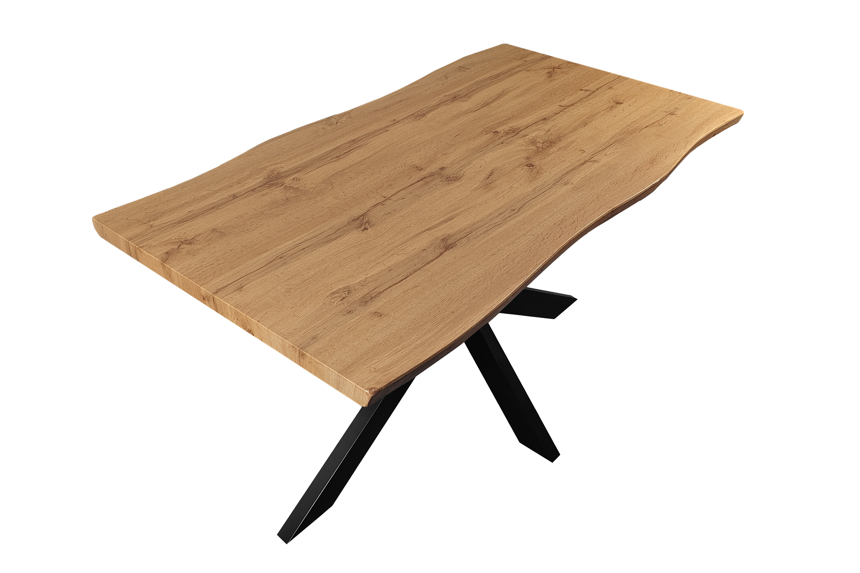 Esstisch Baumkante Holz Nussbaum-Optik 140 x 80 Spider-Gestell schwarz JOSY