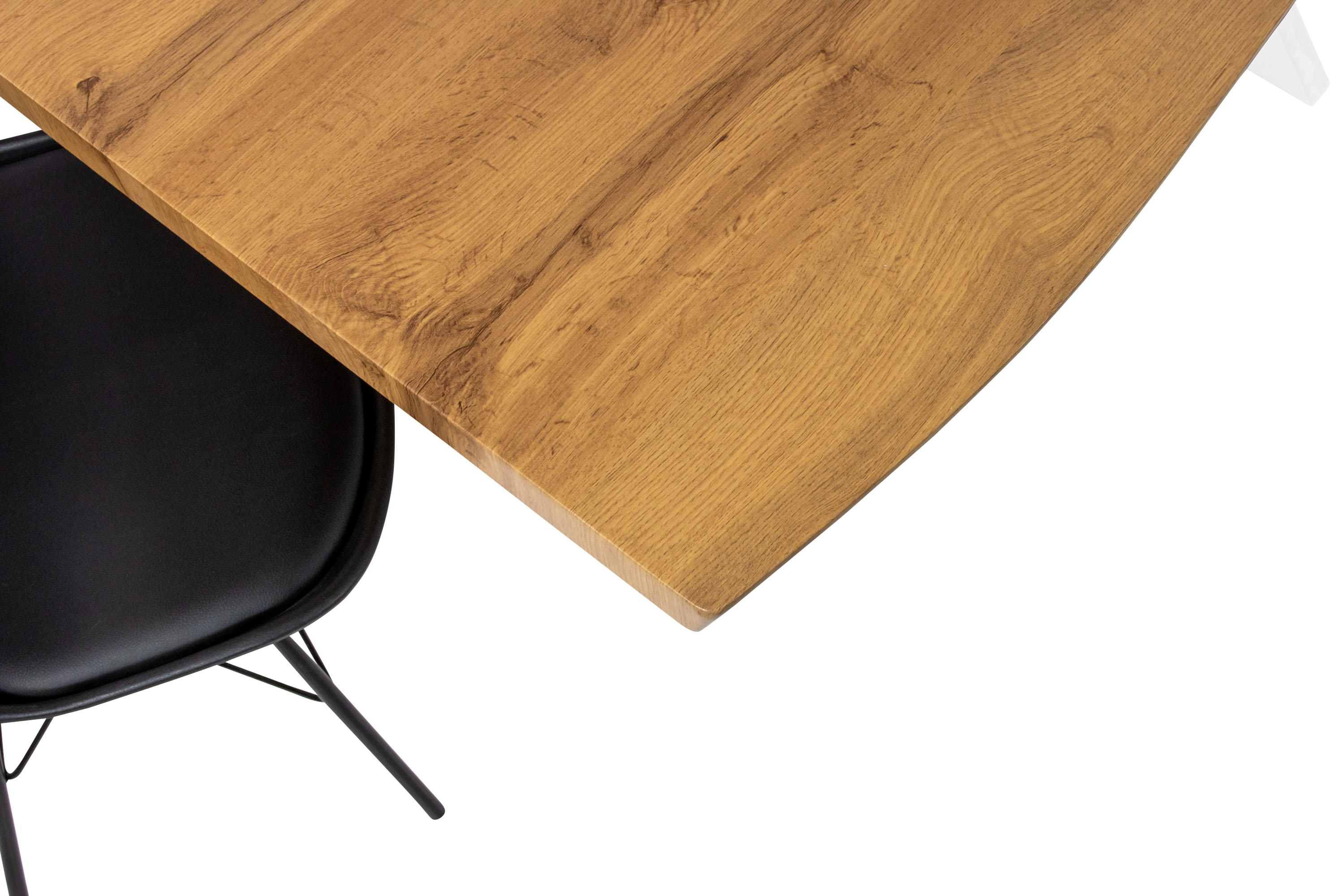 Esstisch Baumkante Holz-Optik Wildeiche 220 x 100 Spider-Gestell weiß JOSY