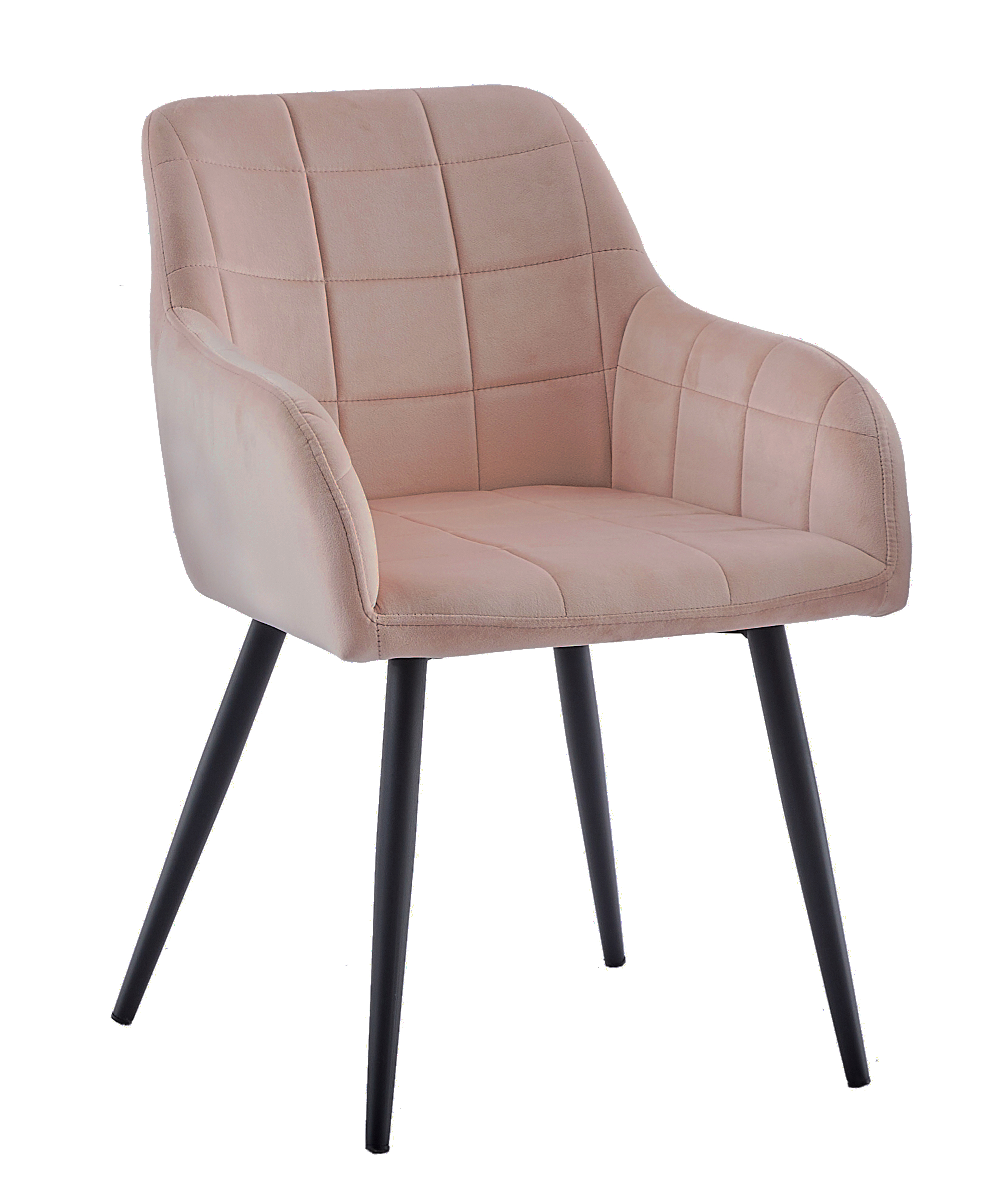  Esszimmer Armlehnstuhl Samt rosa schwarz Metallbeine LARS