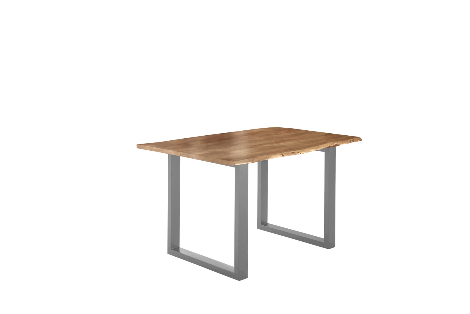 Esstisch Baumkante massiv Akazie natur 180 x 90 silber U-Gestell LUBIN