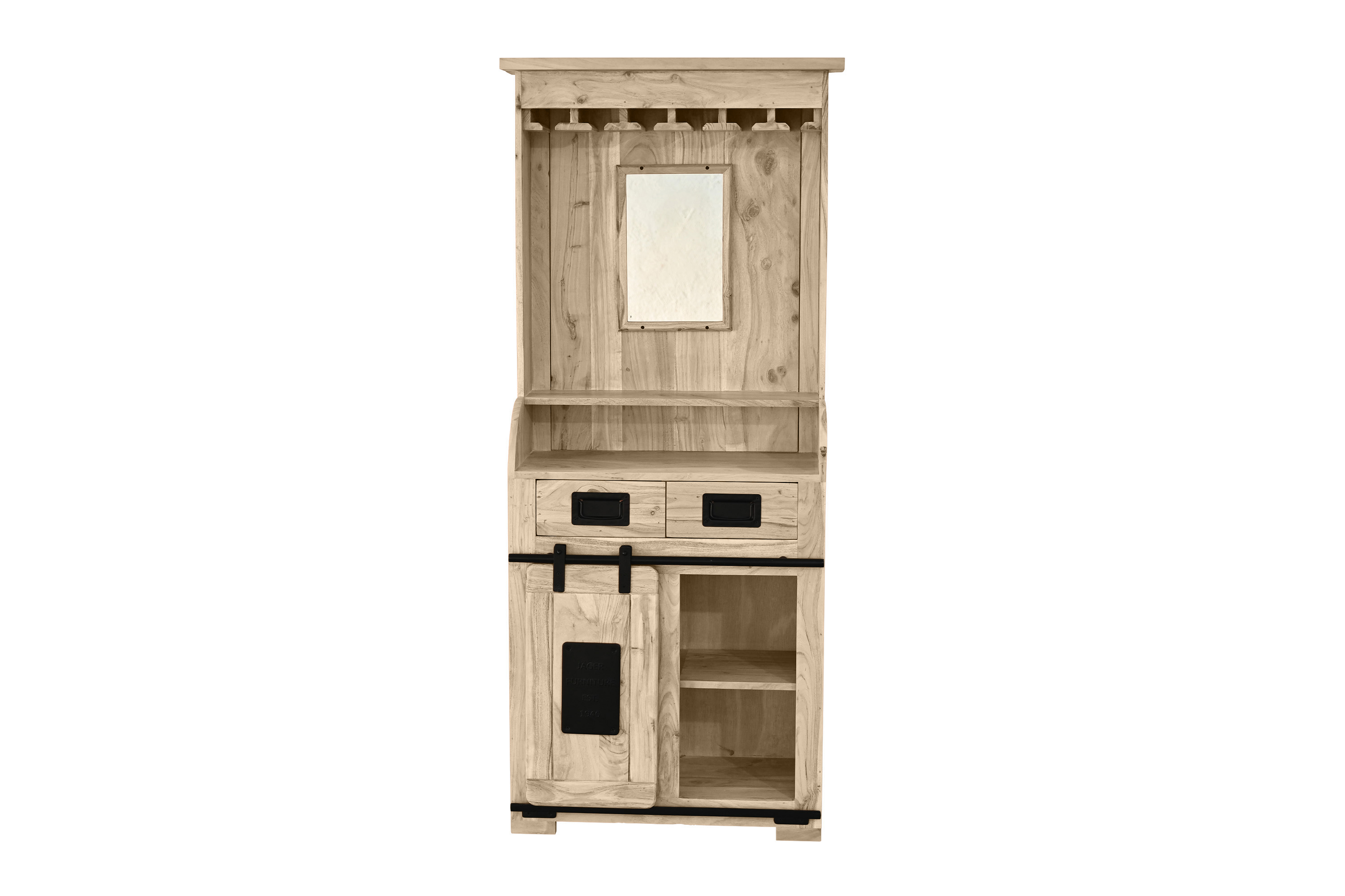 Weinschrank Holzschrank Akazie massiv 75 x 35 x 170 cm eichefarben LIBRO