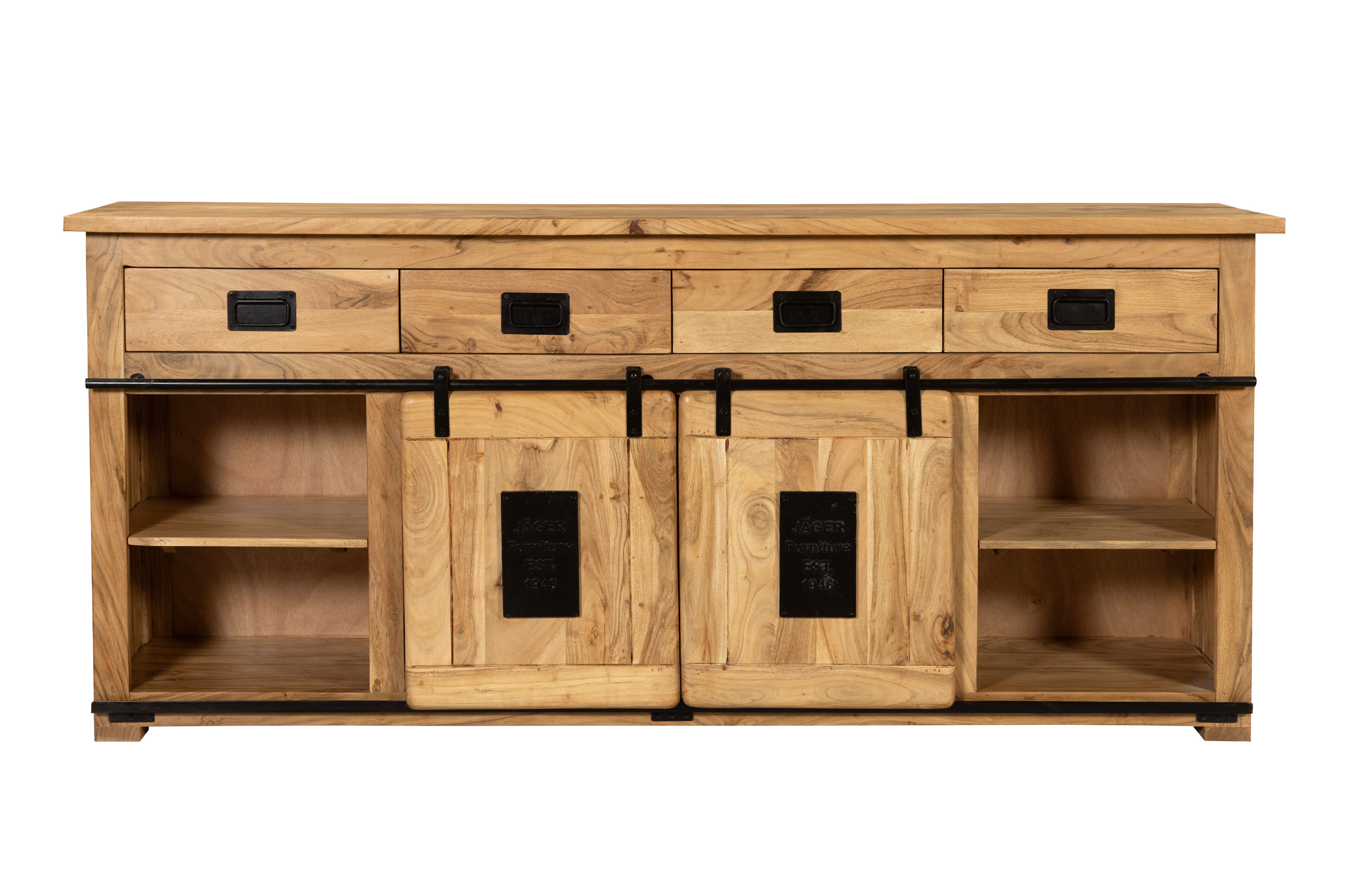 Sideboard Kommode 200 x 90 x 45 cm Akazienholz massiv naturfarben LIBRO