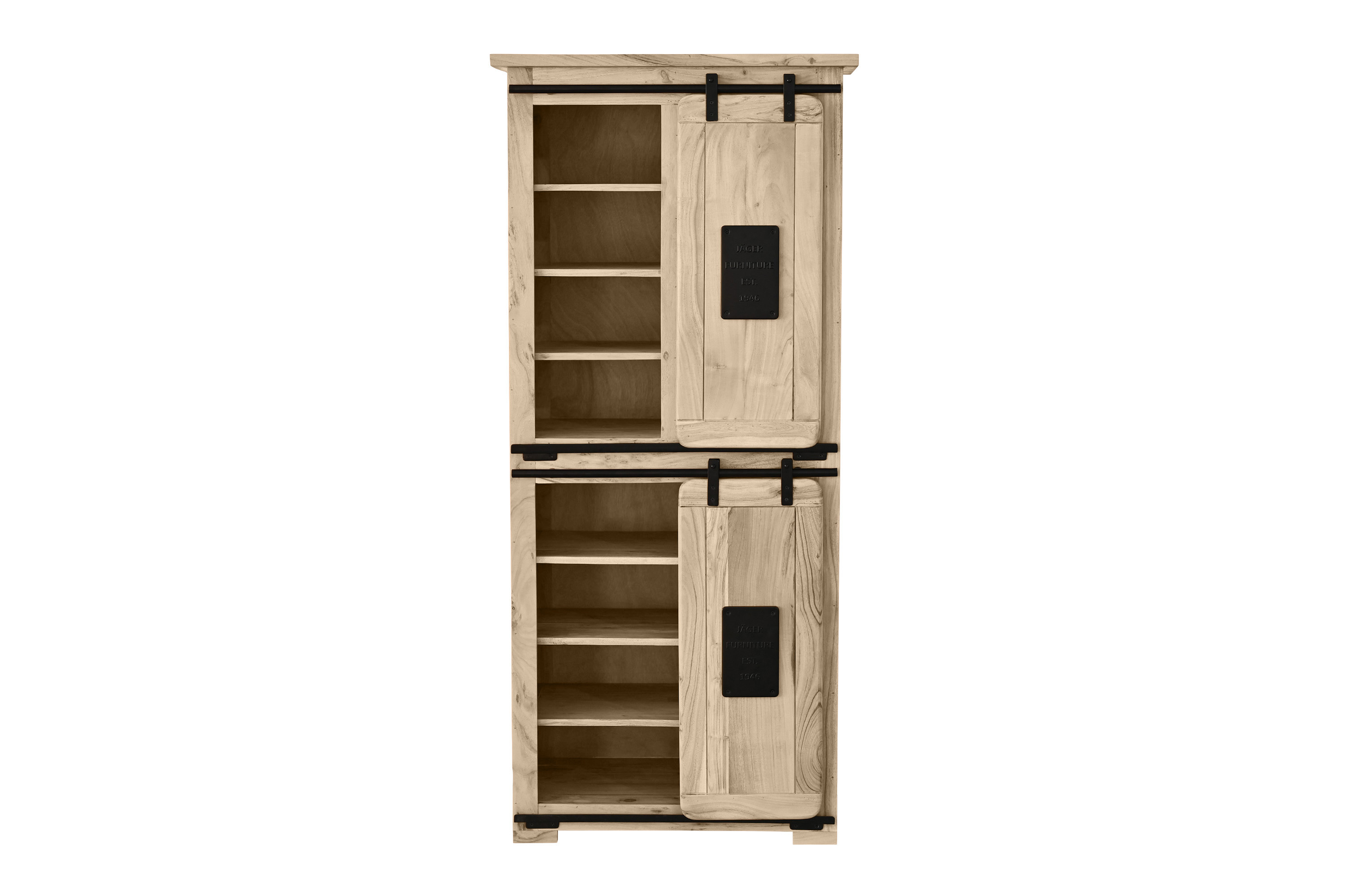 Highboard Vitrine Akazie massiv 80 x 45 x 175 cm eichefarben LIBRO