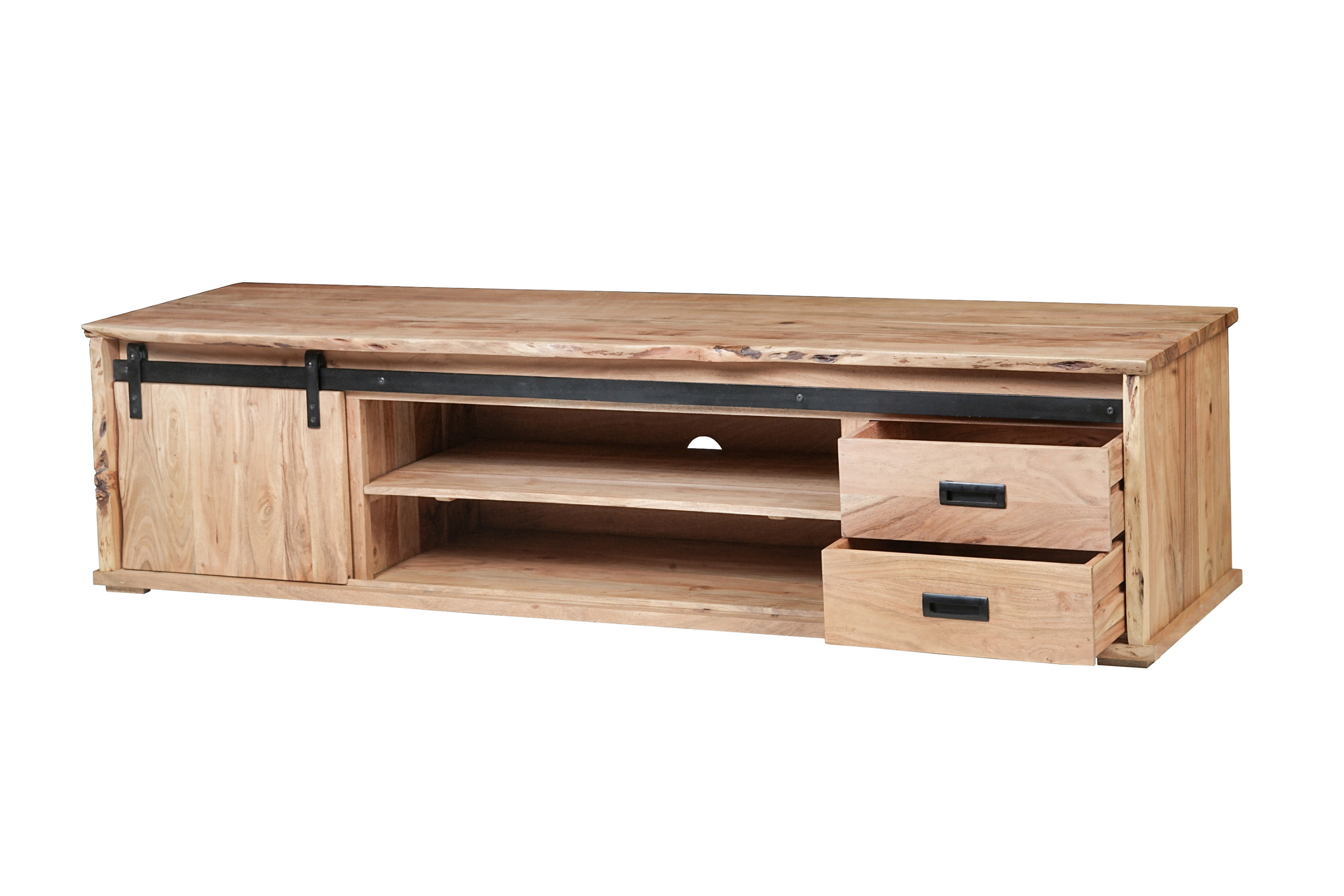 Lowboard Baumkante 200 x 55 x 50 cm Akazienholz massiv naturfarben LIAN II