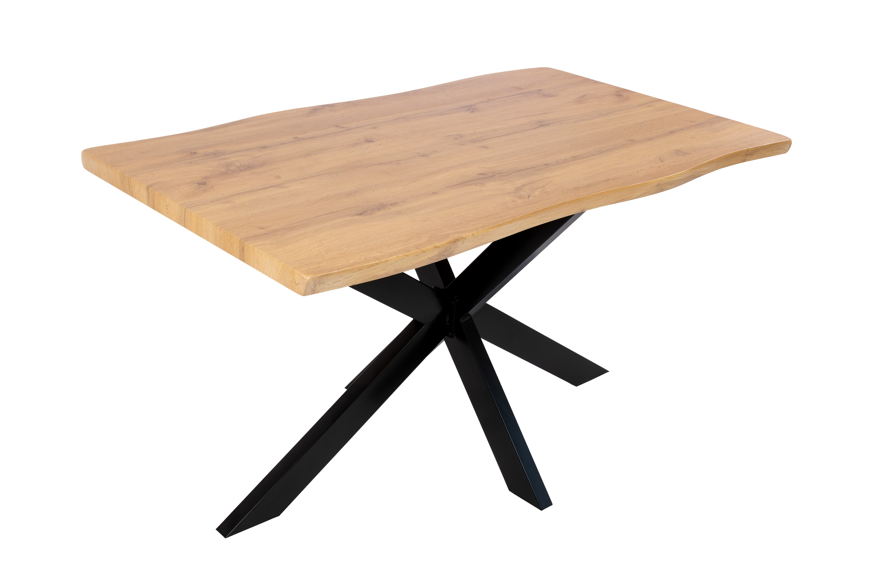 Esstisch Baumkante Holz-Optik Wildeiche 120 x 80 Spider-Gestell schwarz JOSY