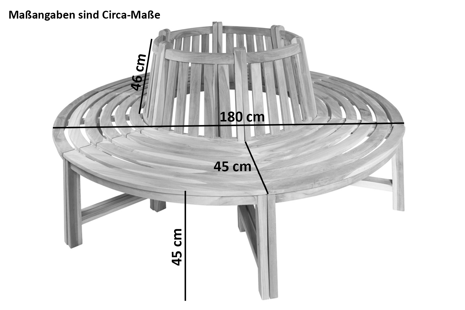 Rundbank 360° Gartenbank Teak massiv  ø180 cm Highline TIMO