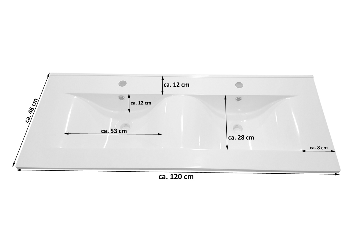 SAM® Badmöbel Set 4tlg Doppelwaschtisch 120 cm Hochglanz weiss VILLA