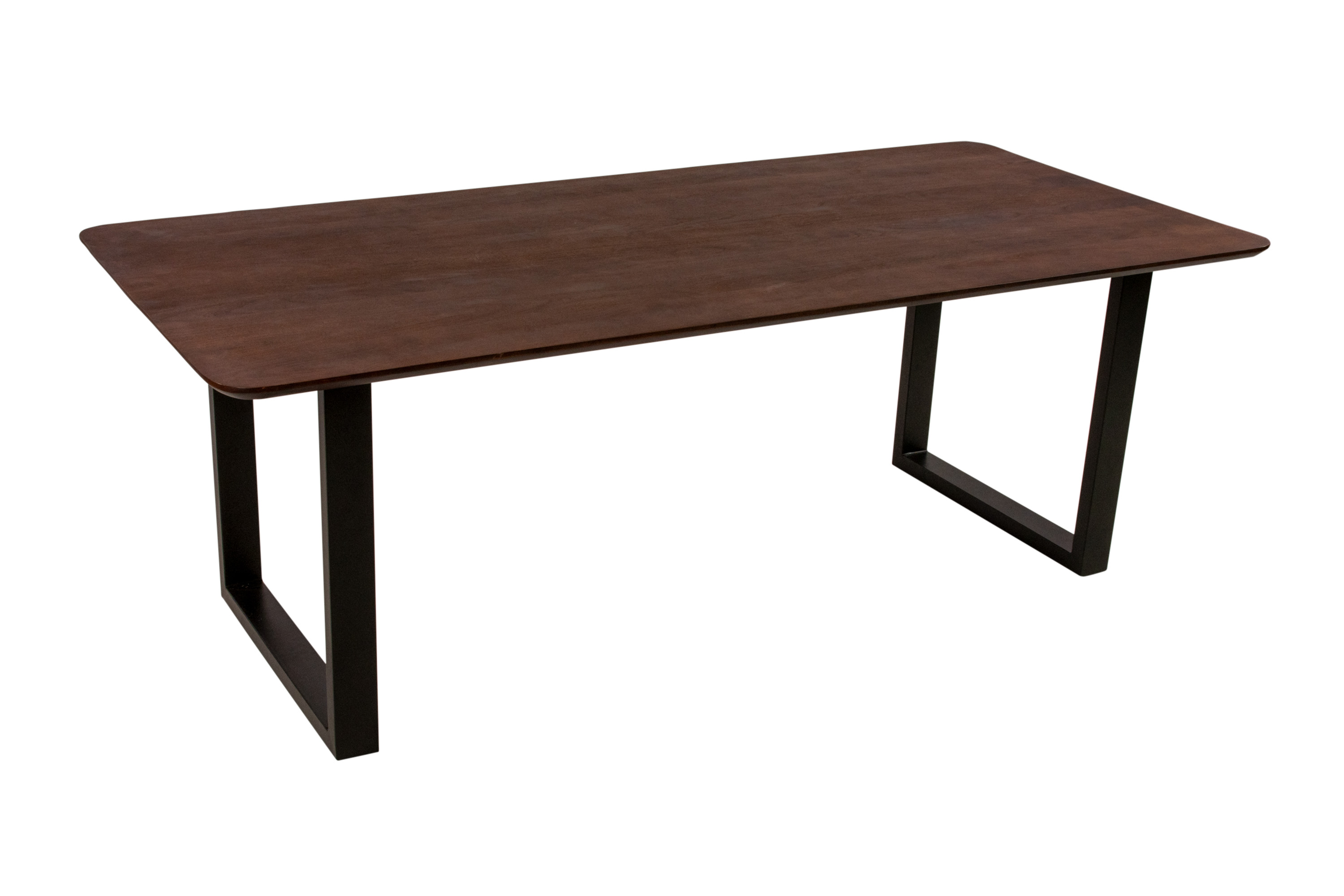 Esstisch 240 x 100 cm Akazie massiv kastanienfarben Schweizer Kante U-Gestell schwarz ROBERTO