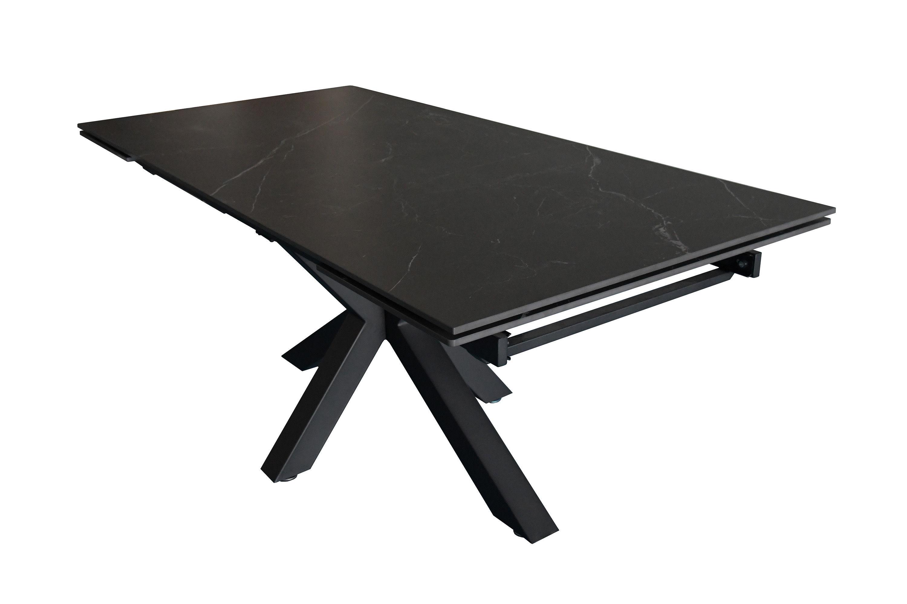 Esstisch Keramik schwarz 180(260) x 90 ausziehbar Spider-Gestell schwarz MIMO