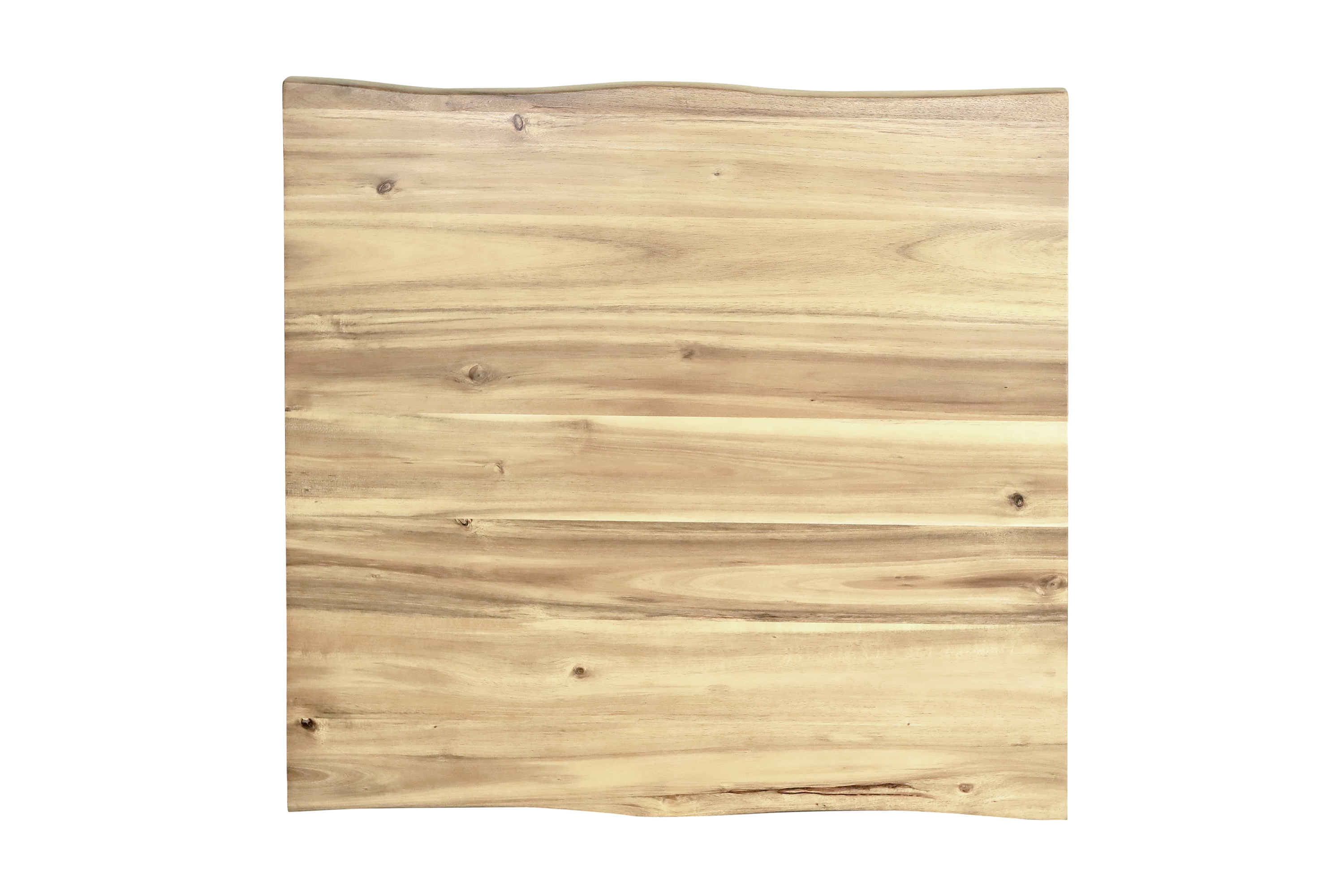 Bistrotisch Baumkante massiv 60 x 60 cm Akazie naturfarben lackiert schwarz Säulengestell Iris