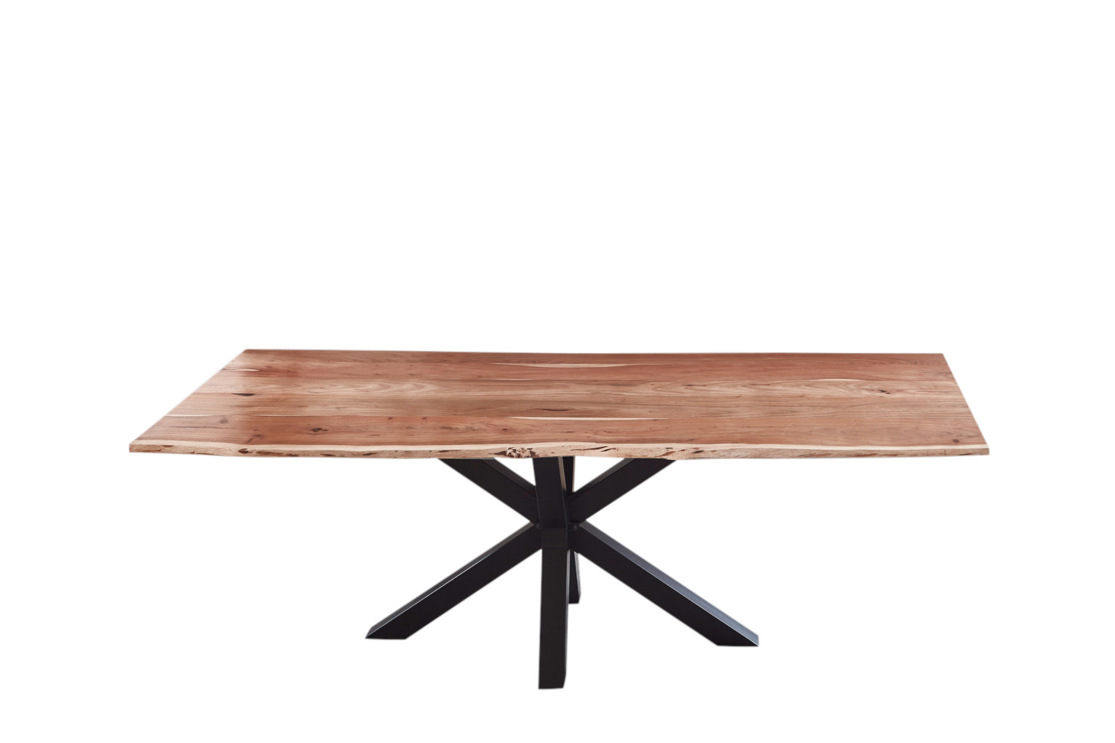  Esstisch Baumkante massiv Akazie natur 280 cm Spider-Gestell schwarz QUINCY